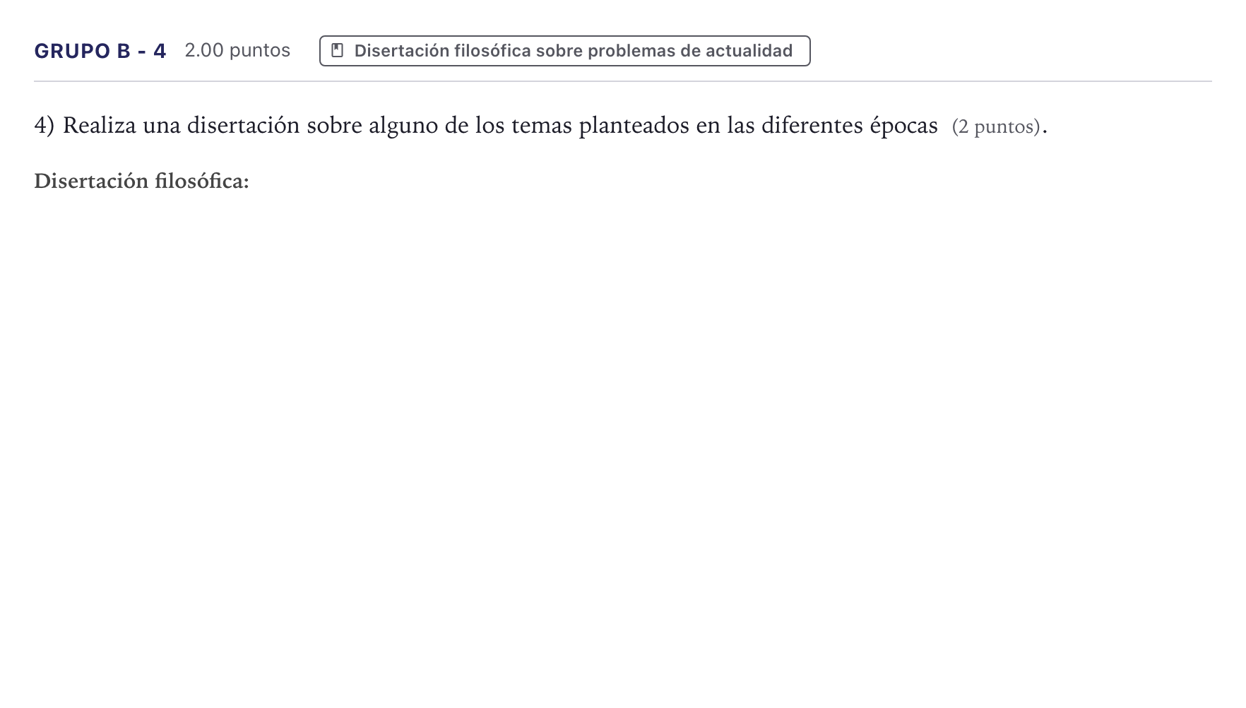 Enunciado: Ejercicio Grupo B - 4 · Historia de la Filosofía PAU Canarias Junio 2021