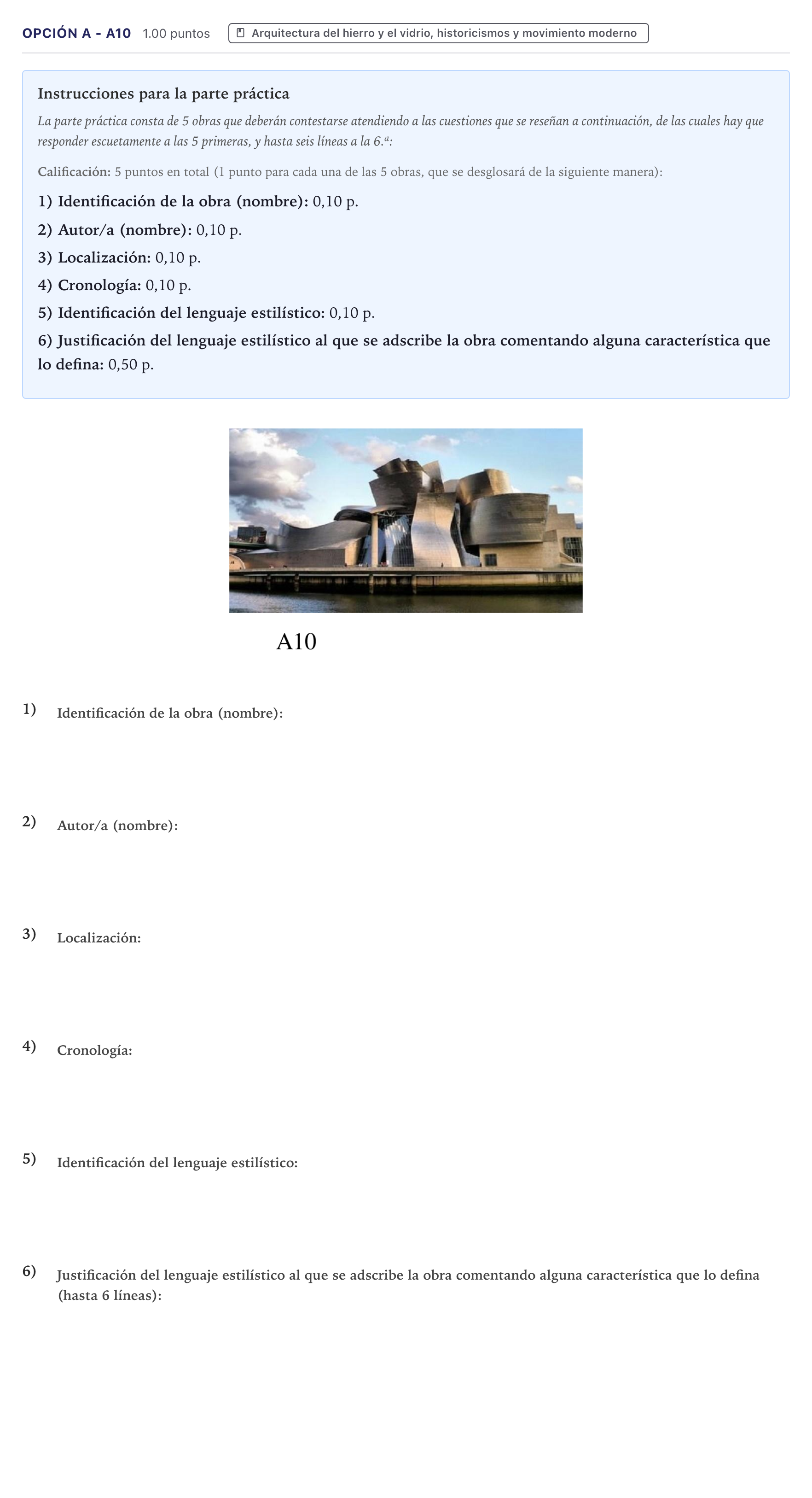 Enunciado: Opción A - A10 · Fundamentos Artísticos PAU Canarias Junio 2021