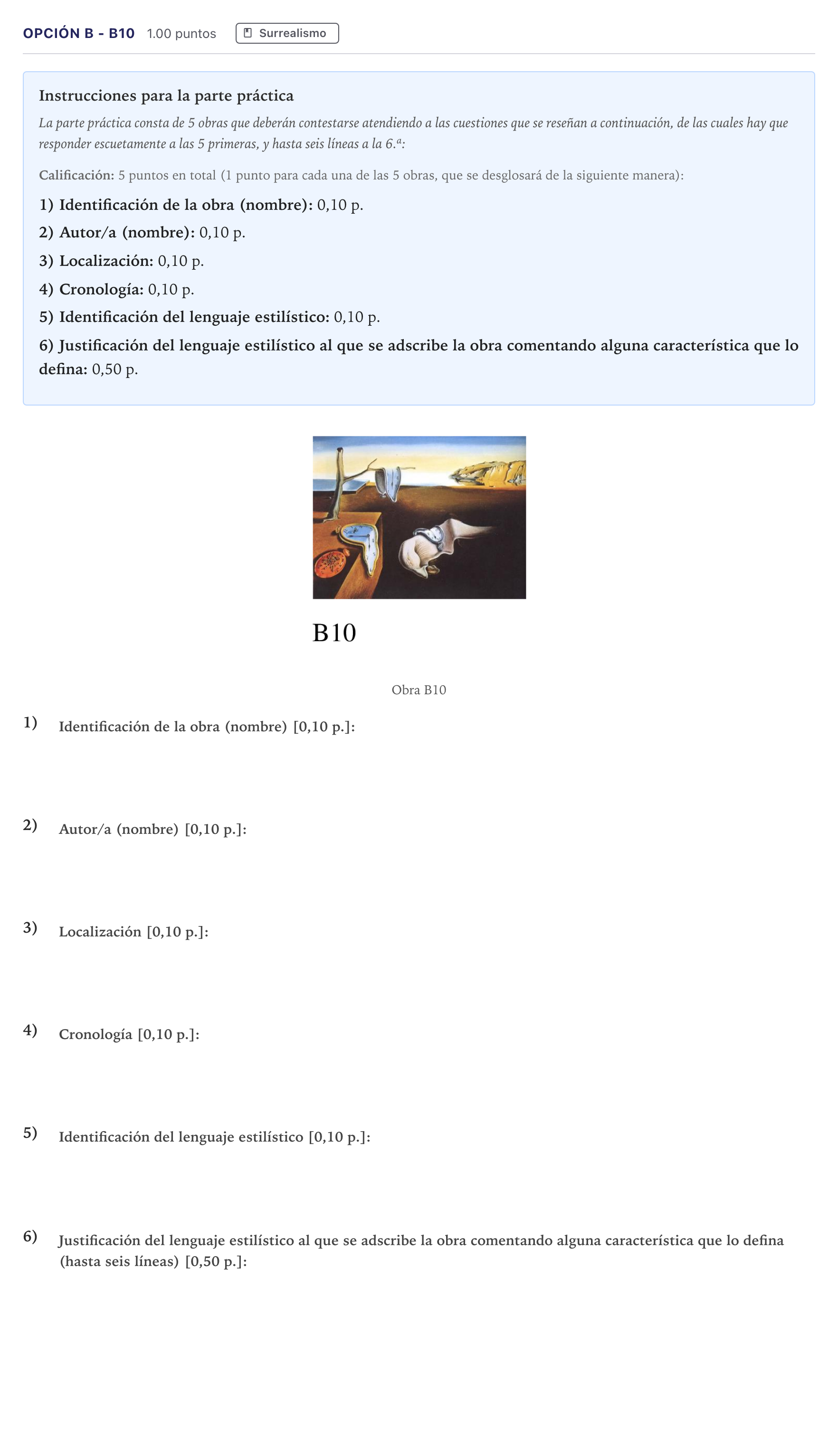 Enunciado: Opción B - B10 · Fundamentos Artísticos PAU Canarias Junio 2021