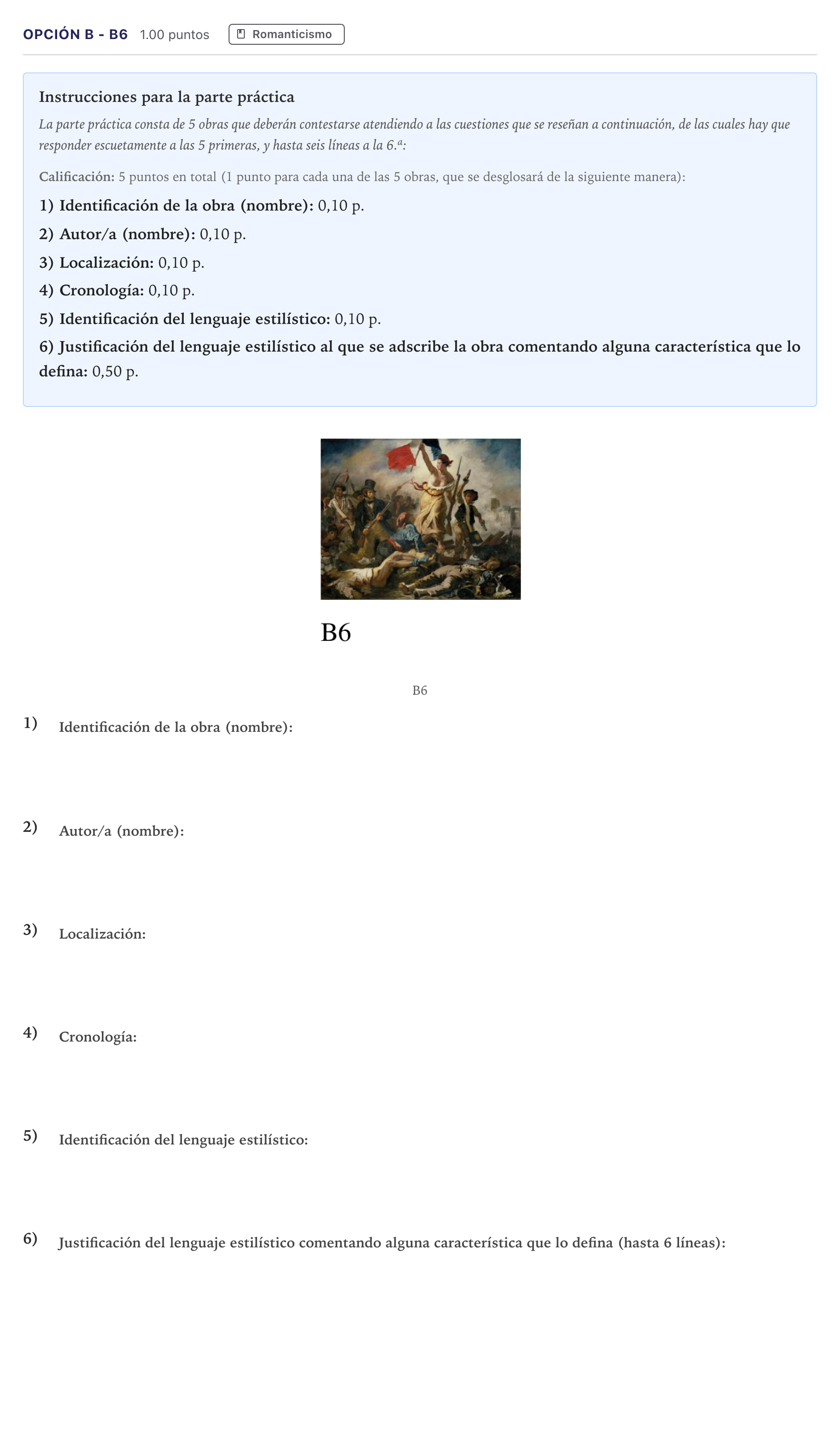 Enunciado: Opción B - B6 · Fundamentos Artísticos PAU Canarias Junio 2021