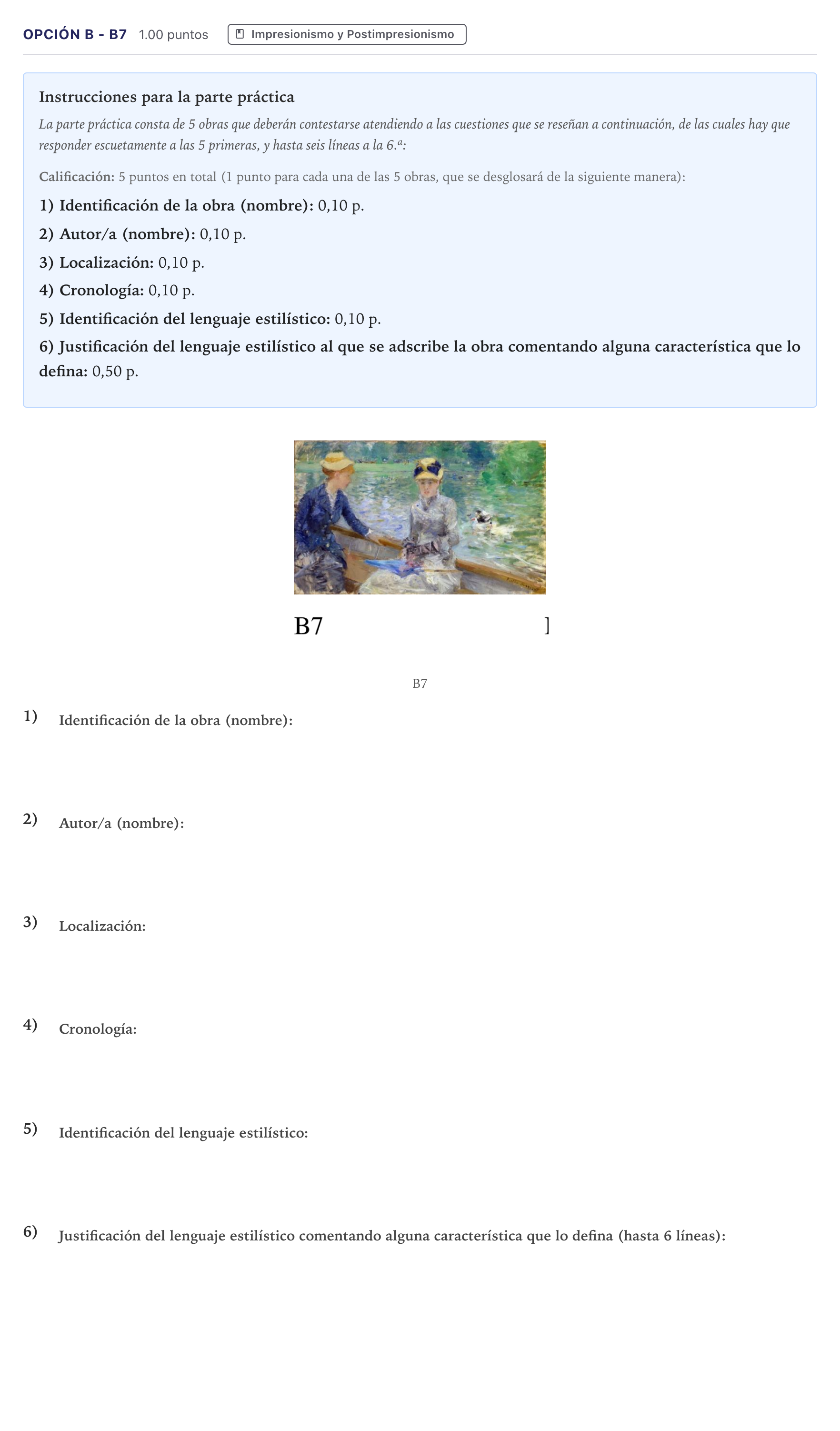 Enunciado: Opción B - B7 · Fundamentos Artísticos PAU Canarias Junio 2021