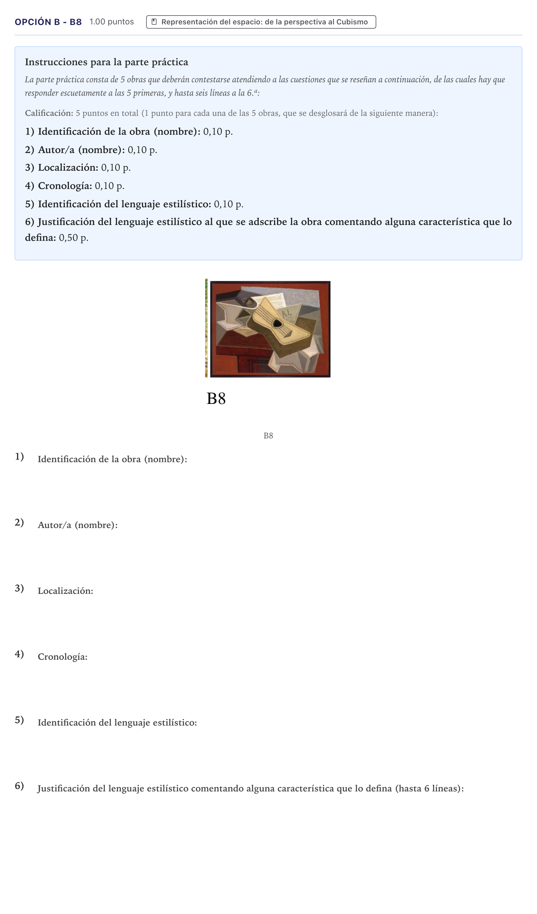 Enunciado: Opción B - B8 · Fundamentos Artísticos PAU Canarias Junio 2021