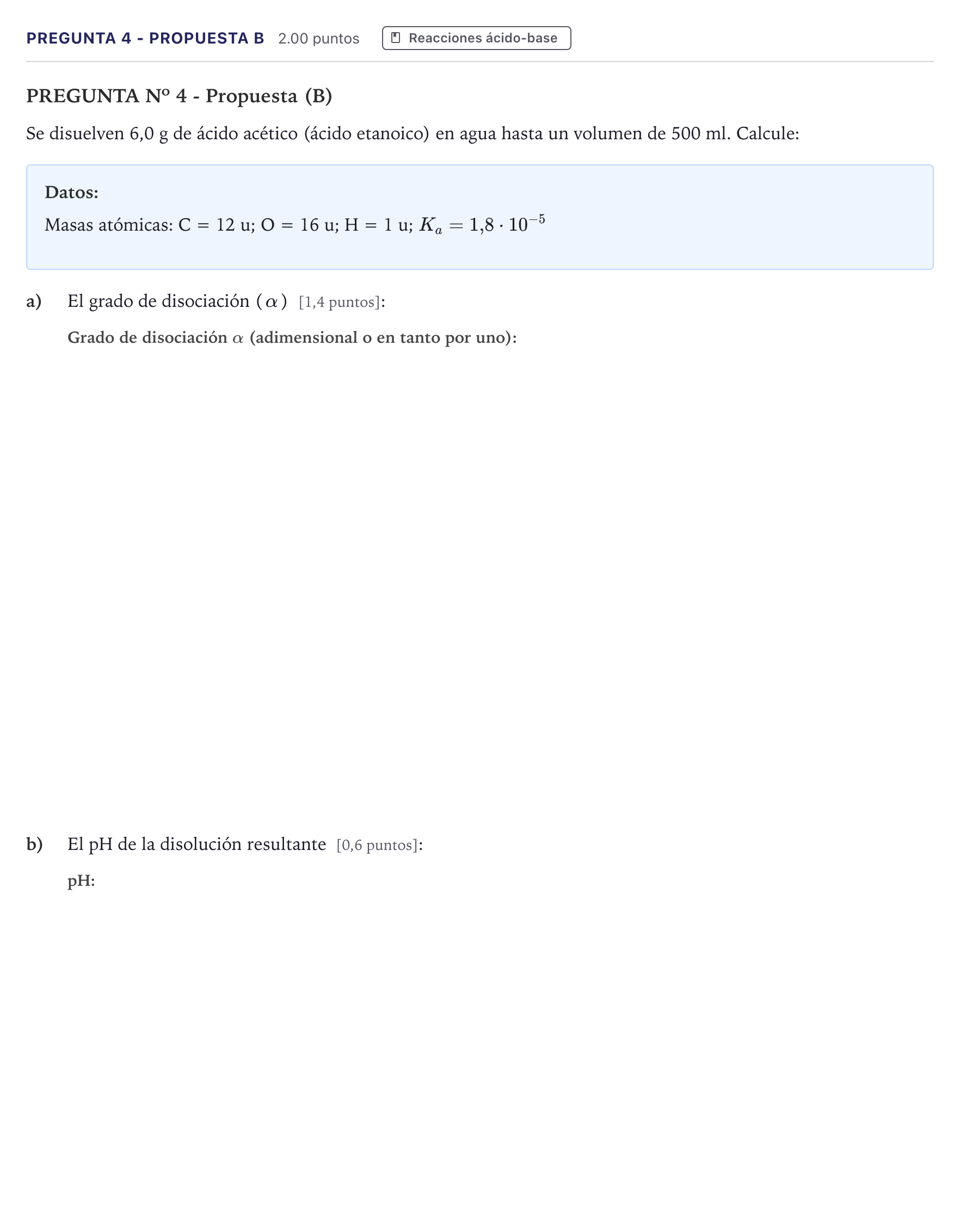Enunciado: Pregunta 4 - Propuesta B · Química PAU Canarias Junio 2021