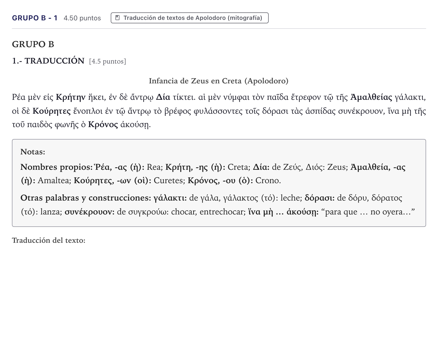 Enunciado: Ejercicio Grupo B - 1 · Griego II PAU Canarias Junio 2021