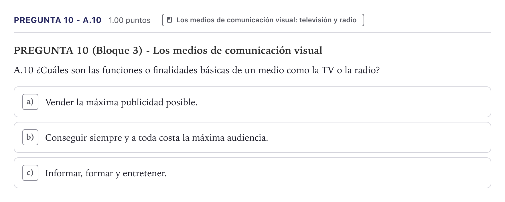 Enunciado: Pregunta 10 - A.10 · Cultura Audiovisual II PAU Canarias Junio 2021