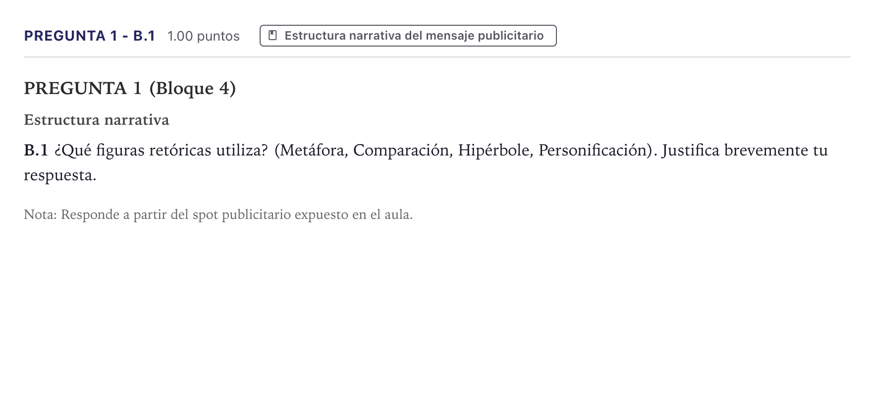 Enunciado: Pregunta 1 - B.1 · Cultura Audiovisual II PAU Canarias Junio 2021