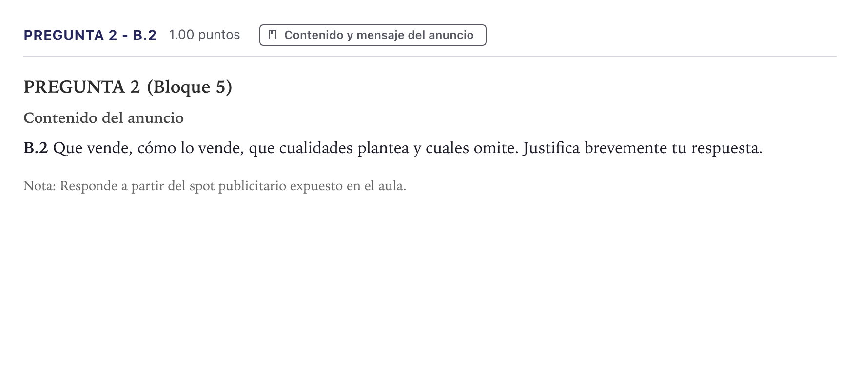 Enunciado: Pregunta 2 - B.2 · Cultura Audiovisual II PAU Canarias Junio 2021