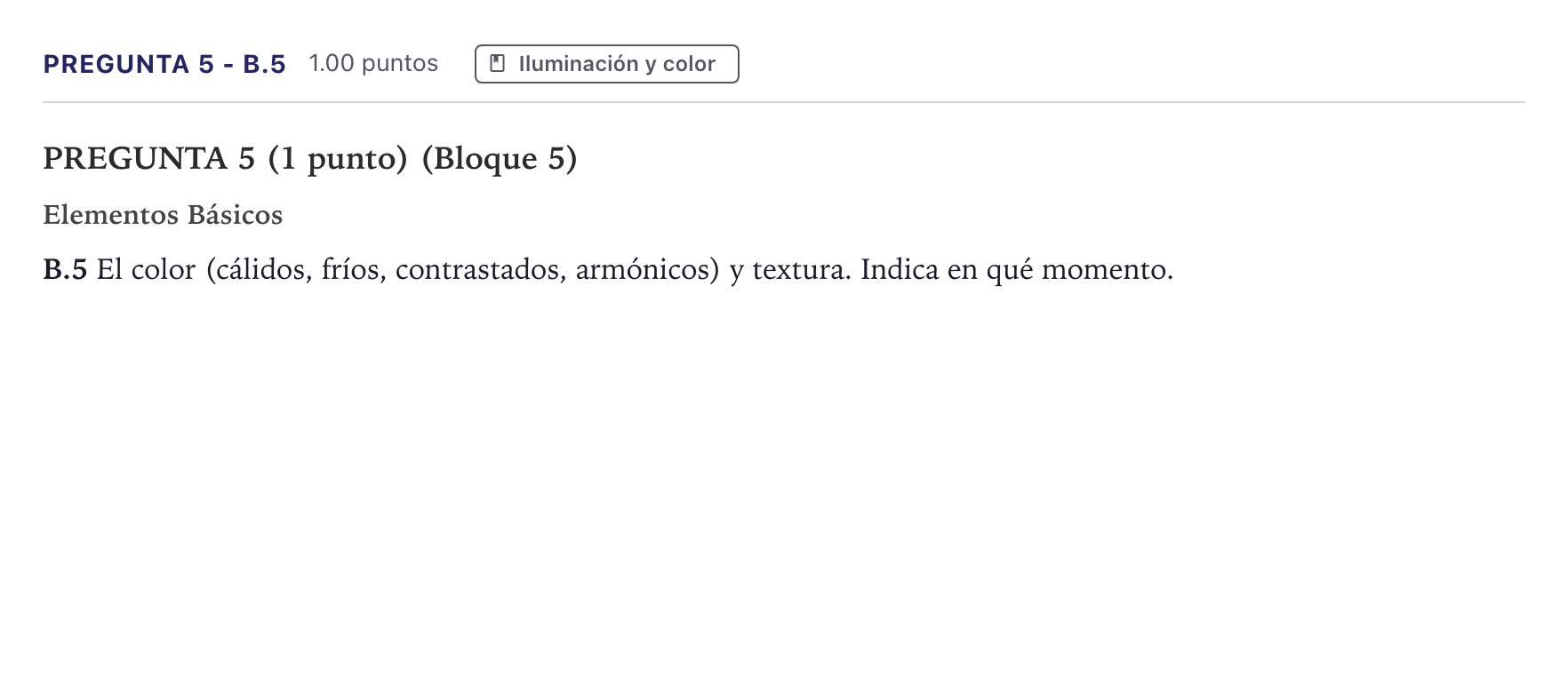 Enunciado: Pregunta 5 - B.5 · Cultura Audiovisual II PAU Canarias Junio 2021