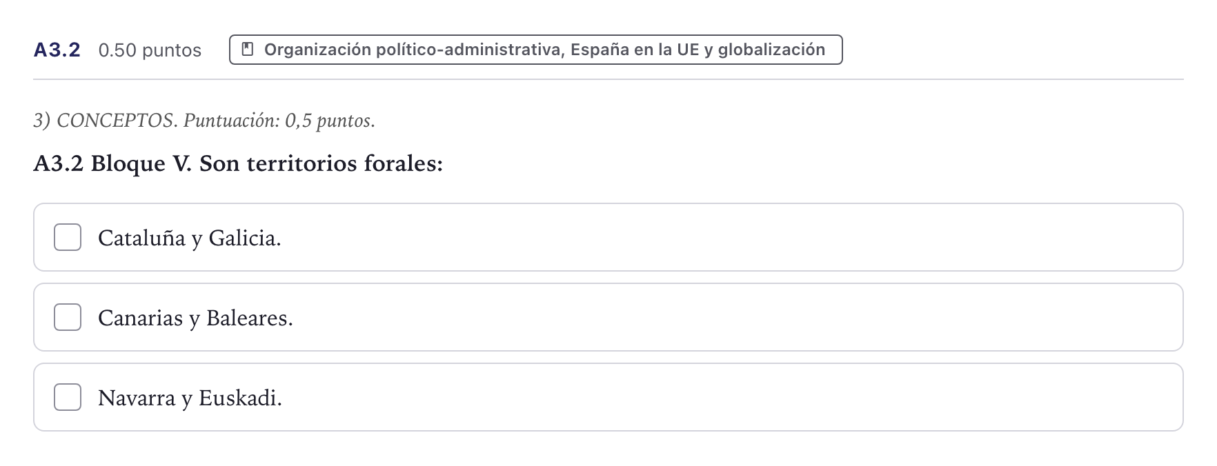 Enunciado: Ejercicio A3.2 · Geografía PAU Canarias Junio 2021