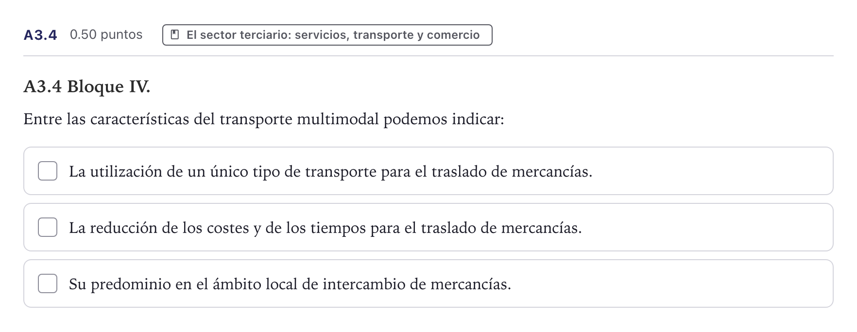 Enunciado: Ejercicio A3.4 · Geografía PAU Canarias Junio 2021