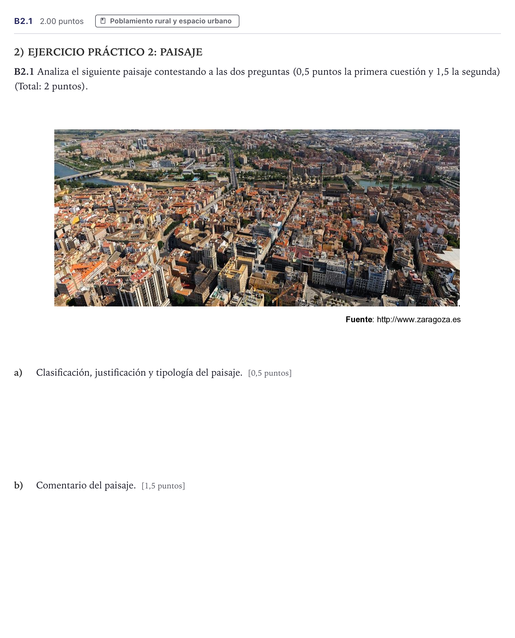 Enunciado: Ejercicio B2.1 · Geografía PAU Canarias Junio 2021