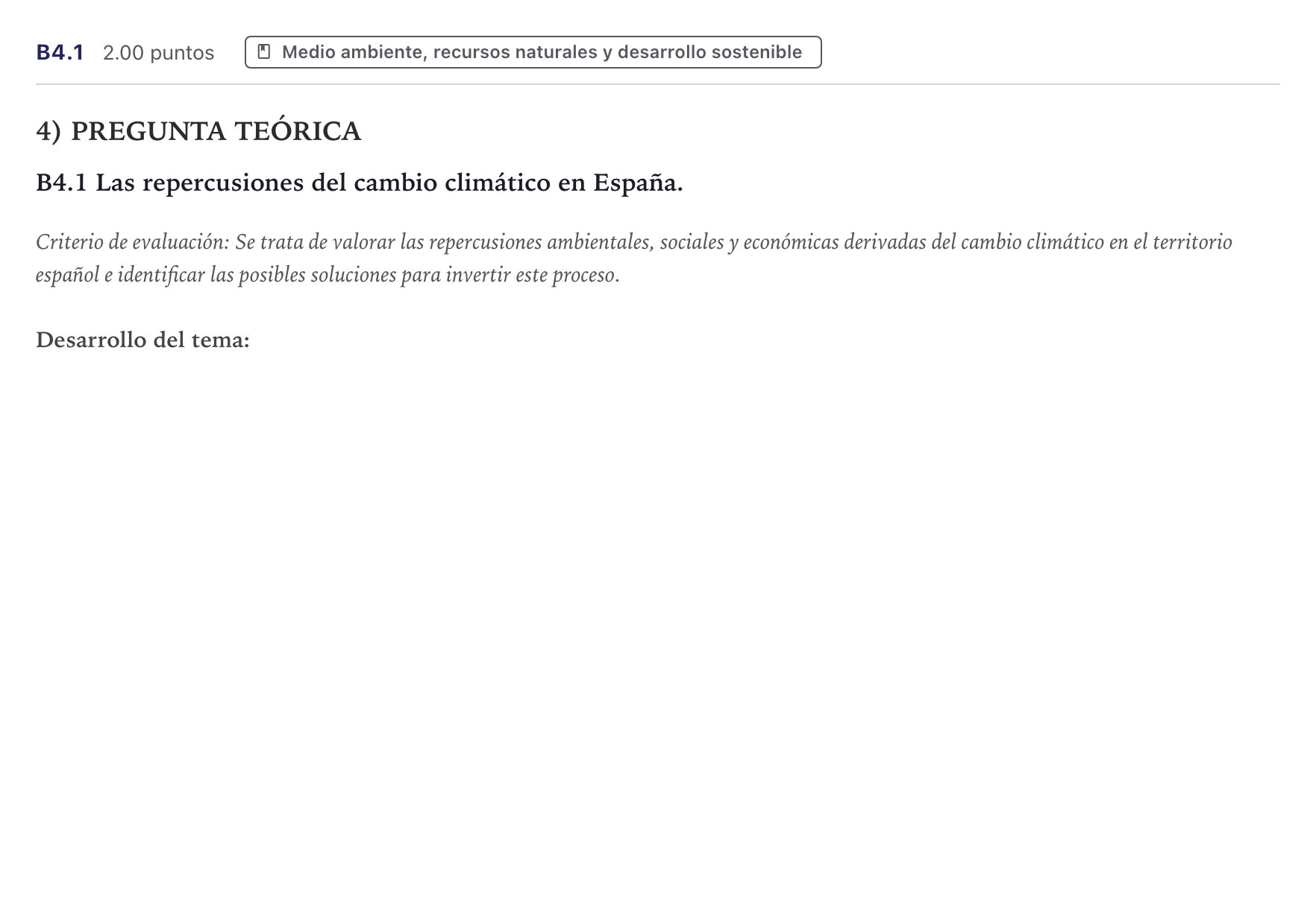 Enunciado: Ejercicio B4.1 · Geografía PAU Canarias Junio 2021