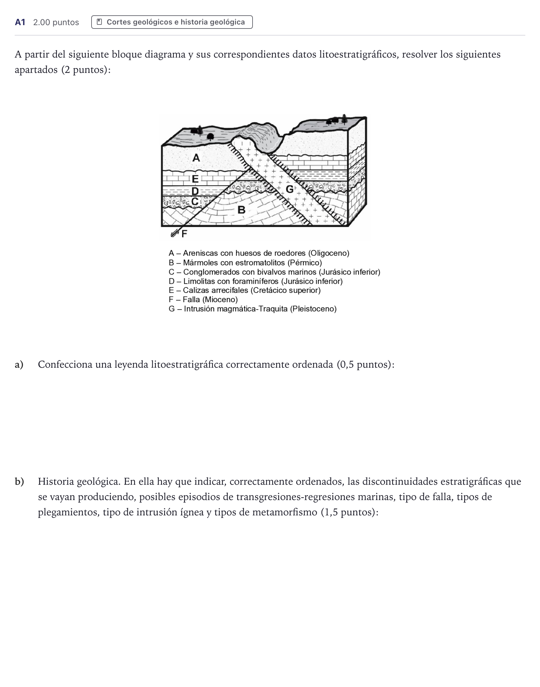 Enunciado: Ejercicio A1 · Geología PAU Canarias Junio 2021