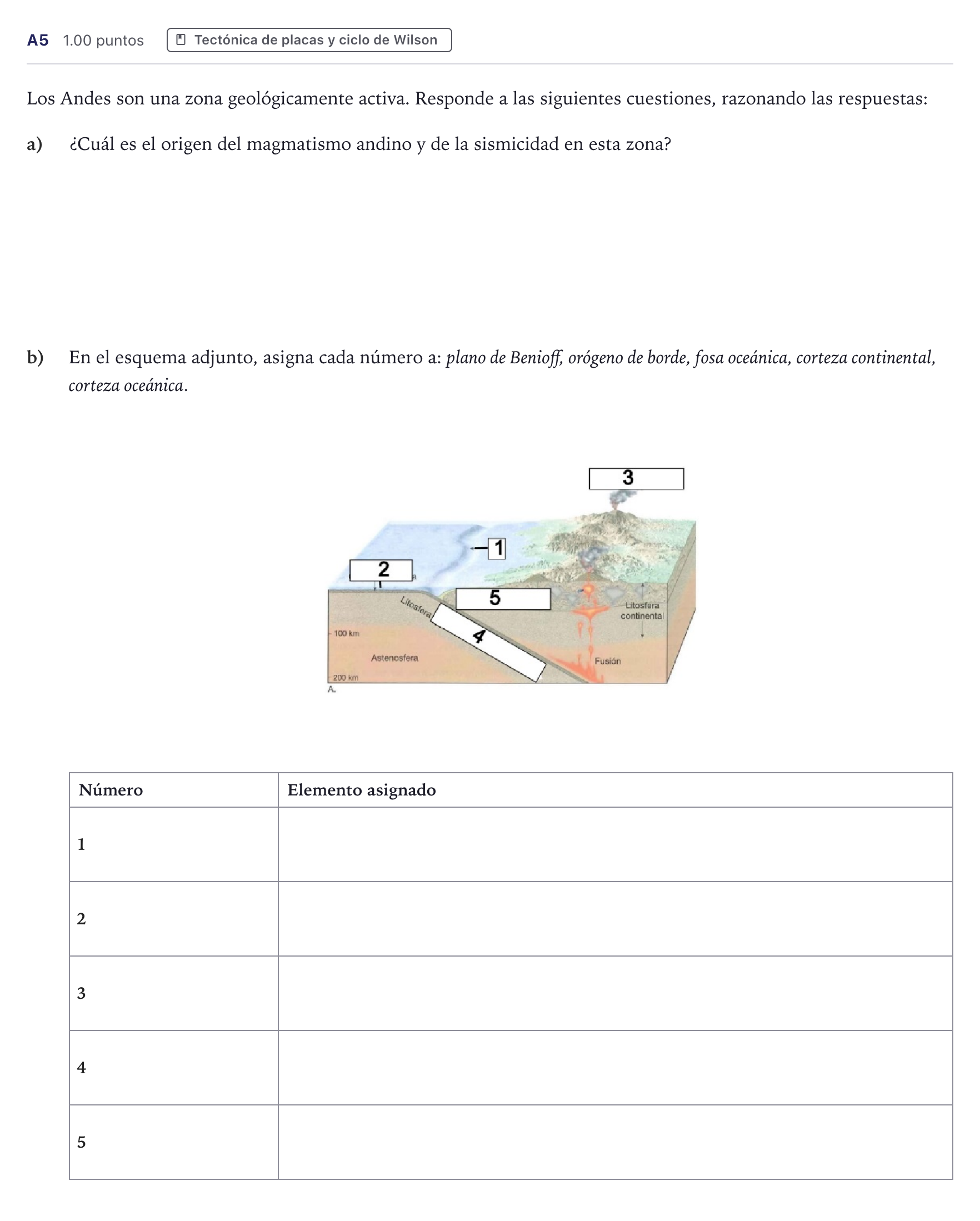 Enunciado: Ejercicio A5 · Geología PAU Canarias Junio 2021
