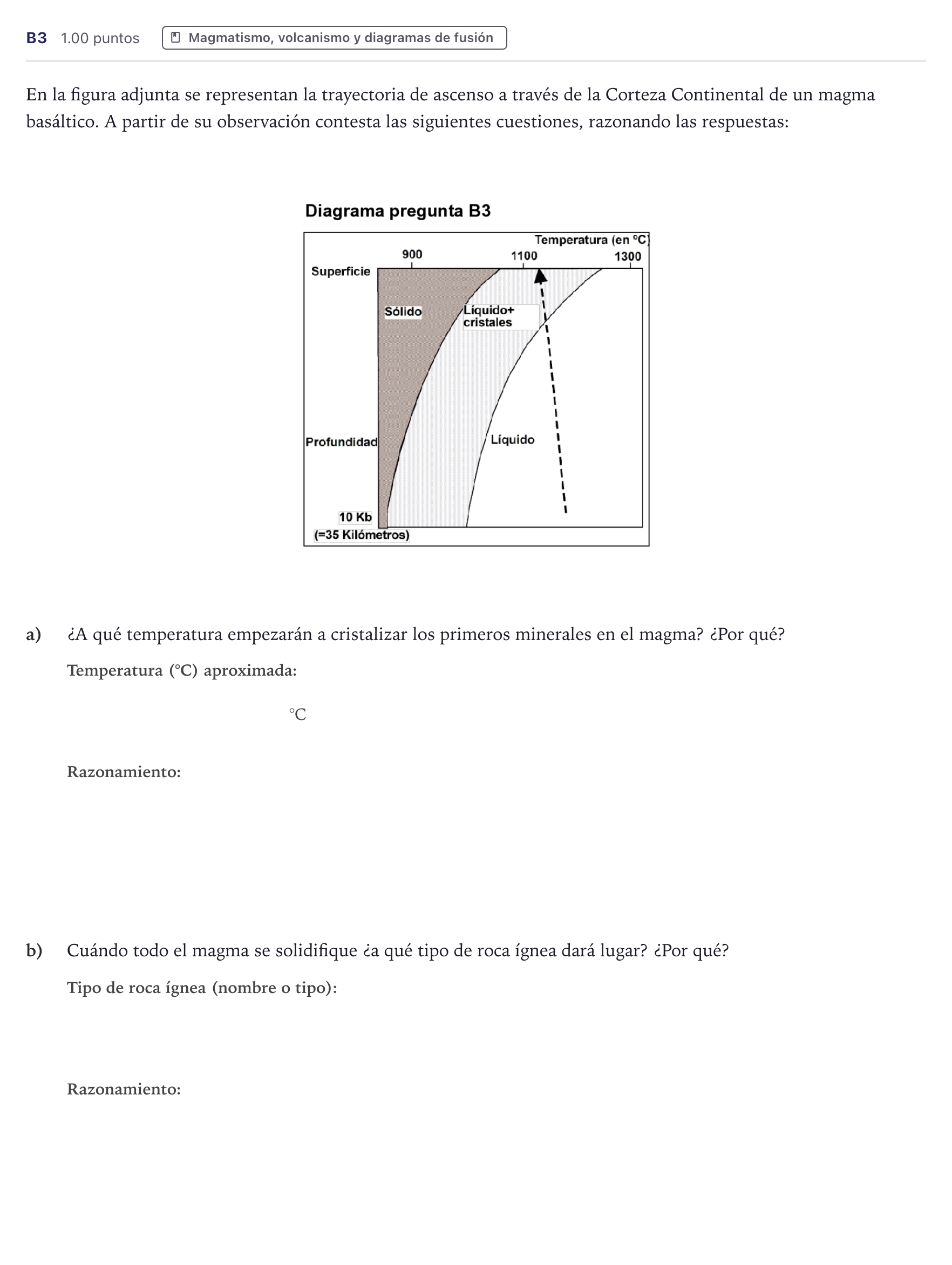 Enunciado: Ejercicio B3 · Geología PAU Canarias Junio 2021