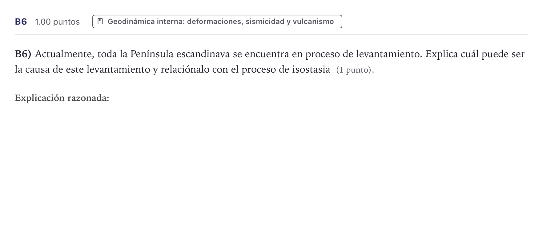 Enunciado: Ejercicio B6 · Geología PAU Canarias Junio 2021