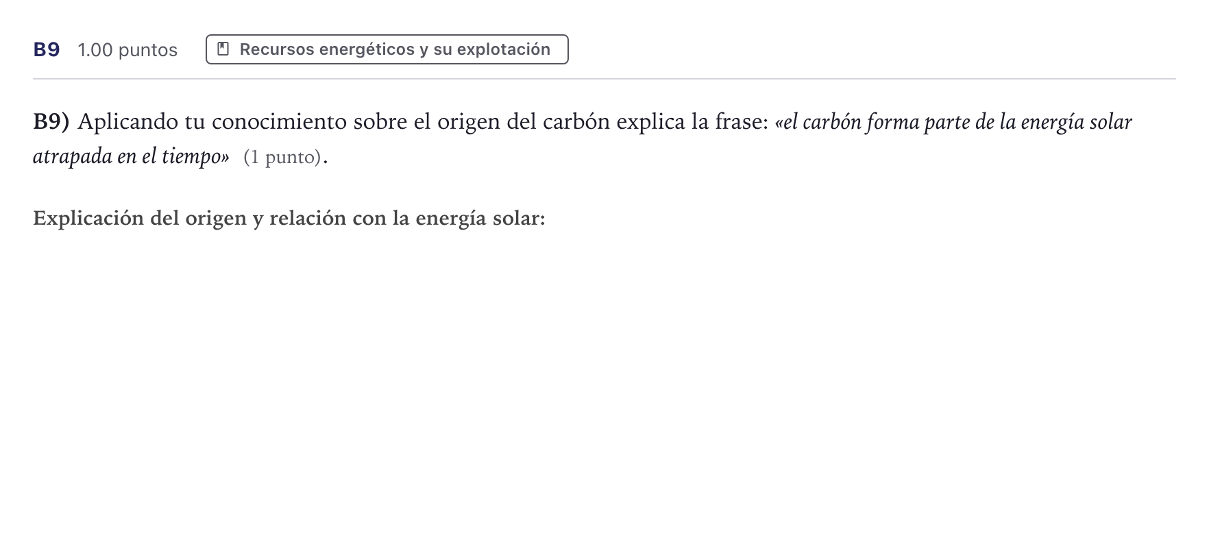 Enunciado: Ejercicio B9 · Geología PAU Canarias Junio 2021