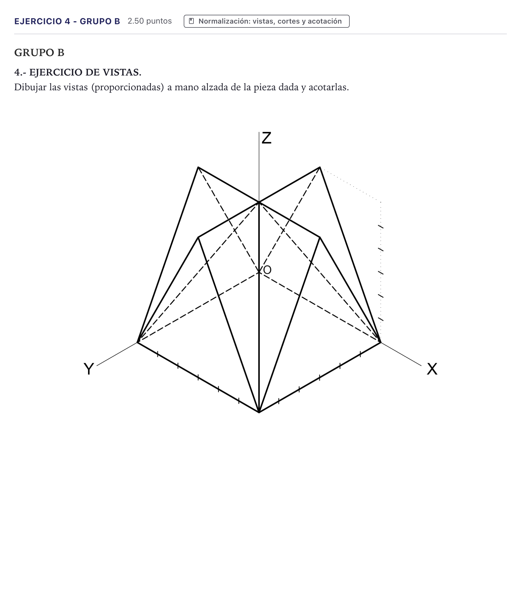 Enunciado: Ejercicio 4 - Grupo B · Dibujo técnico II PAU Canarias Junio 2021