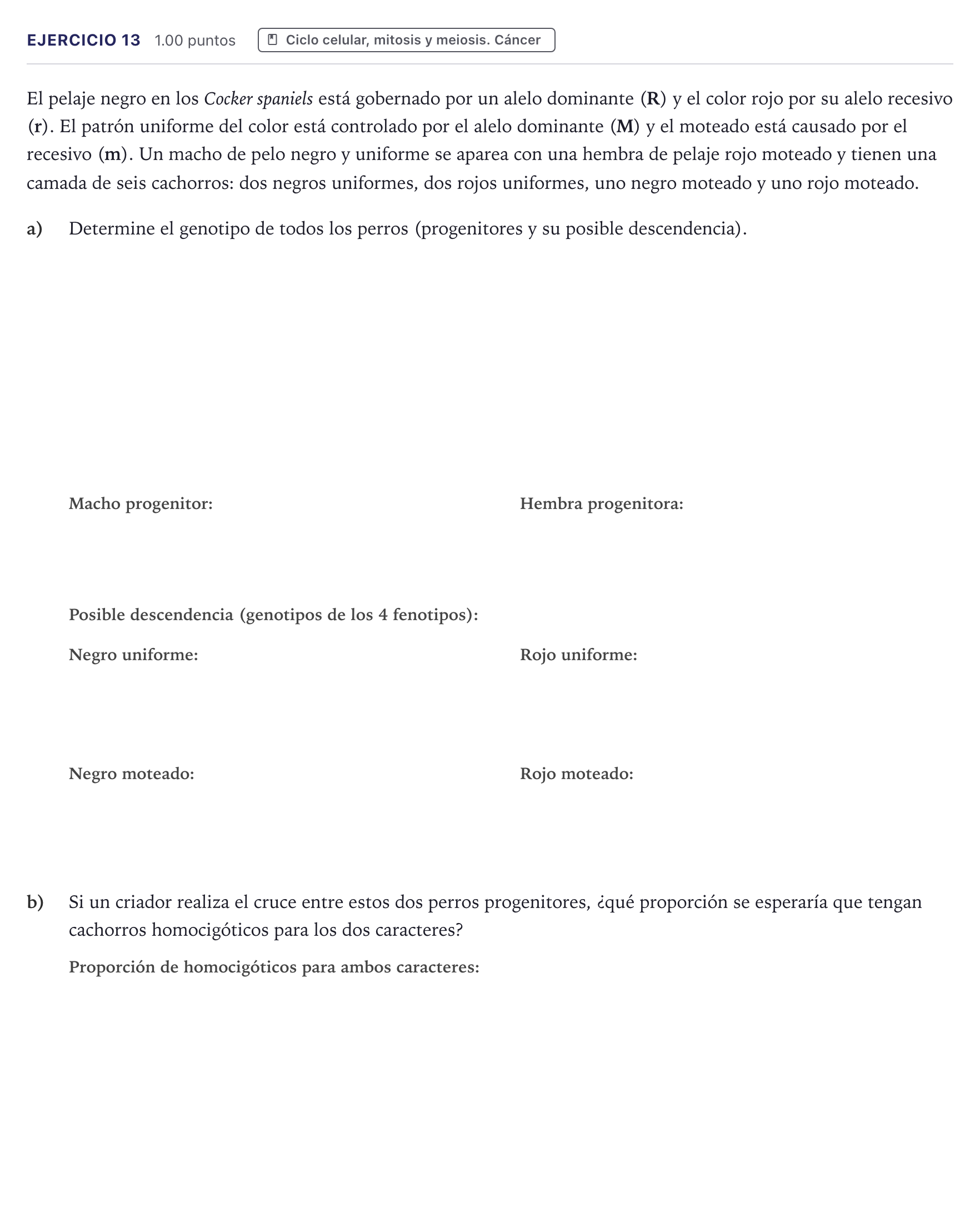 Enunciado: Problema 13 · Biología PAU Canarias Junio 2021