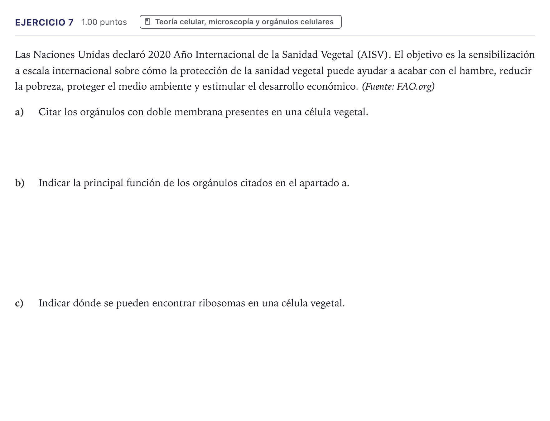 Enunciado: Problema 7 · Biología PAU Canarias Junio 2021