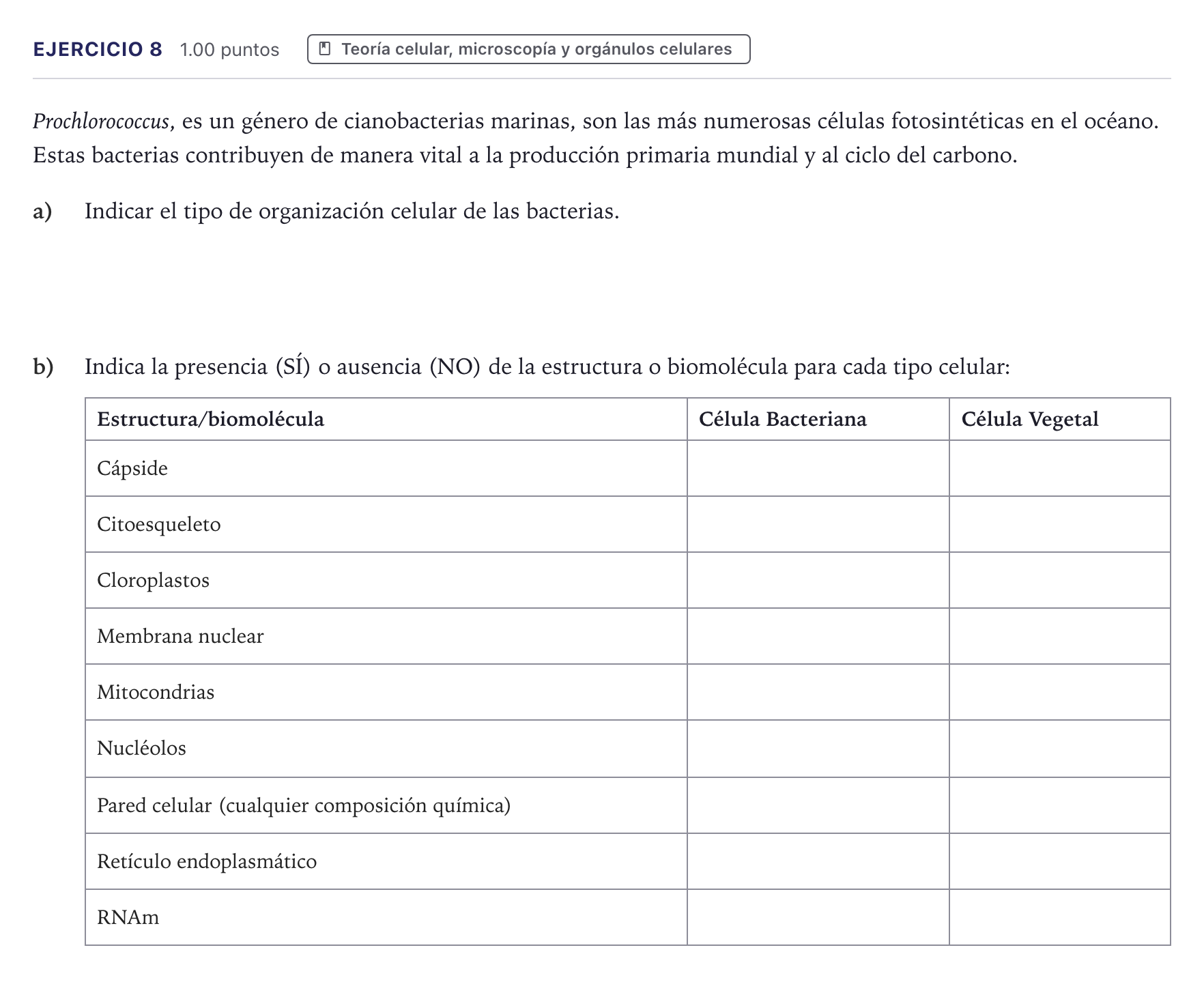 Enunciado: Problema 8 · Biología PAU Canarias Junio 2021