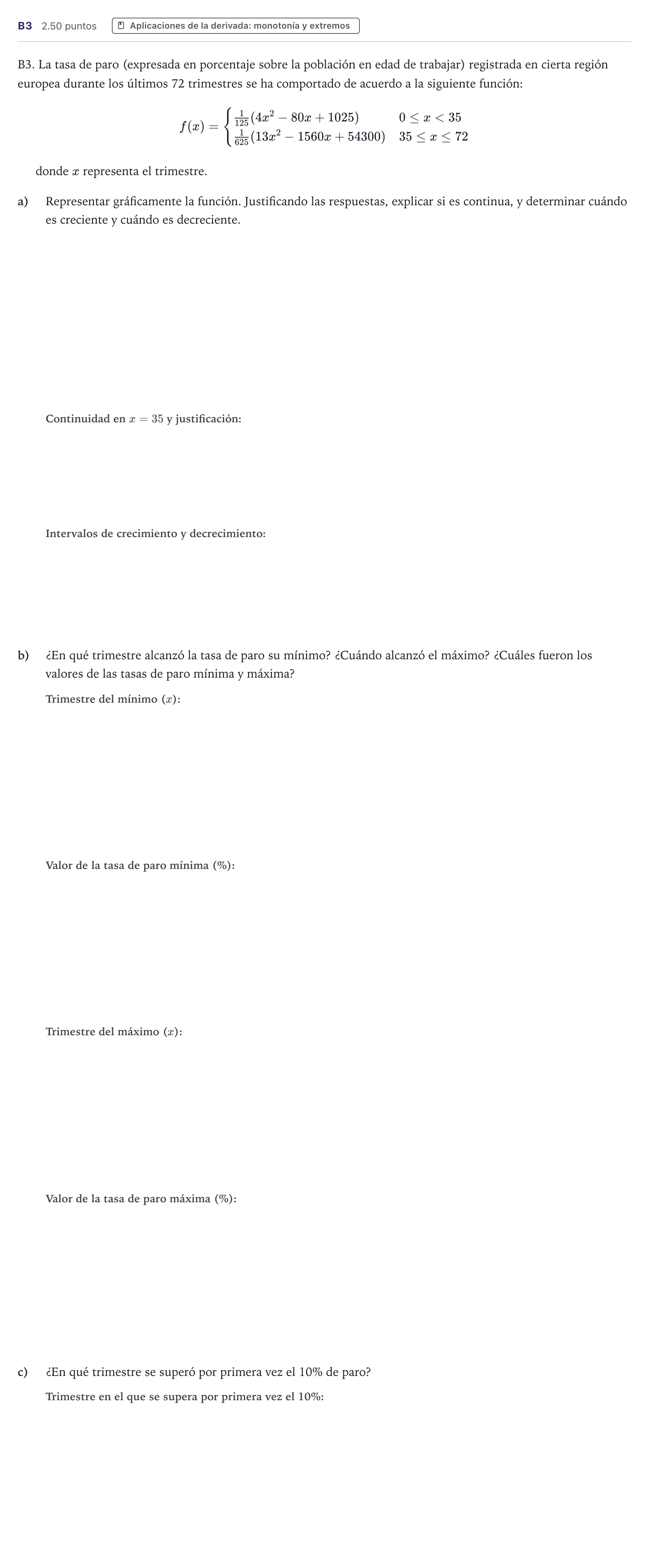 Enunciado: Ejercicio B3 · Matemáticas aplicadas a las Ciencias Sociales II PAU Canarias Junio 2021