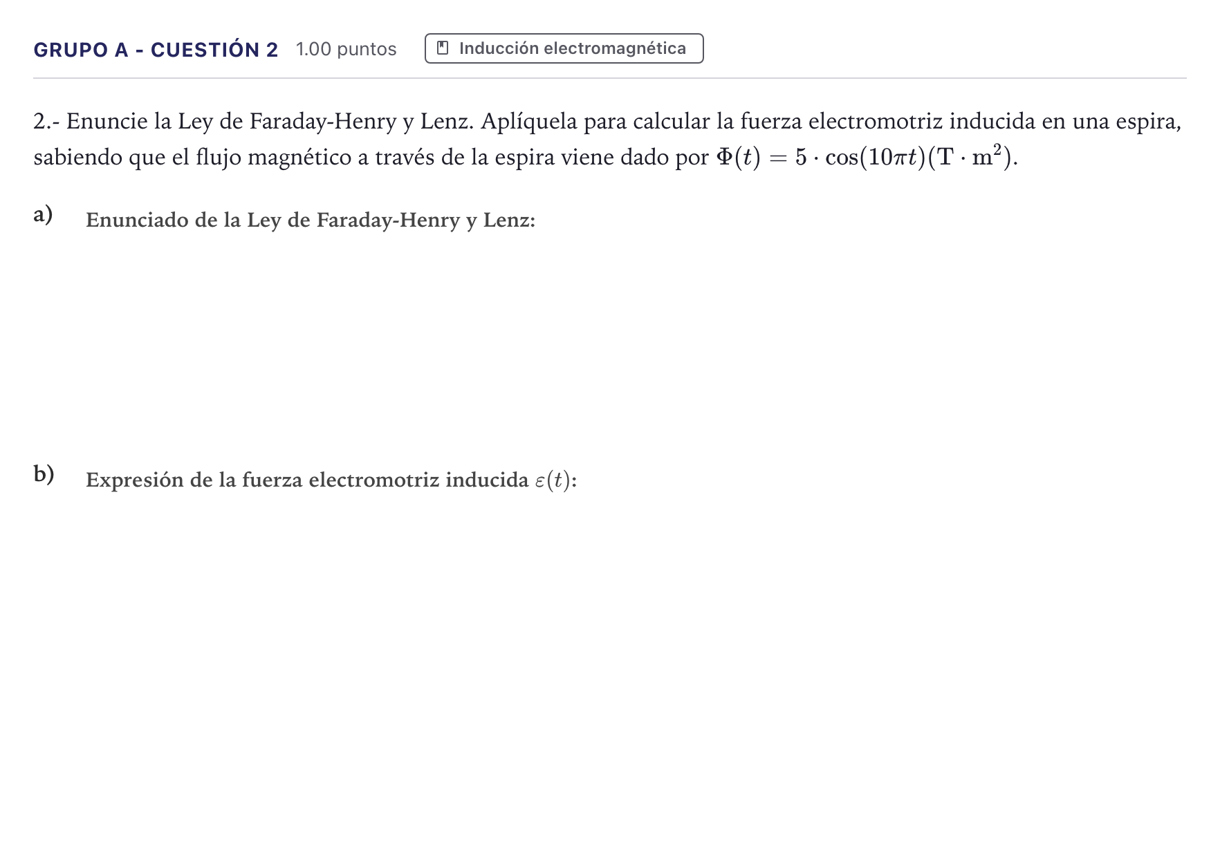 Enunciado: Ejercicio Grupo A - Cuestión 2 · Física PAU Canarias Junio 2021
