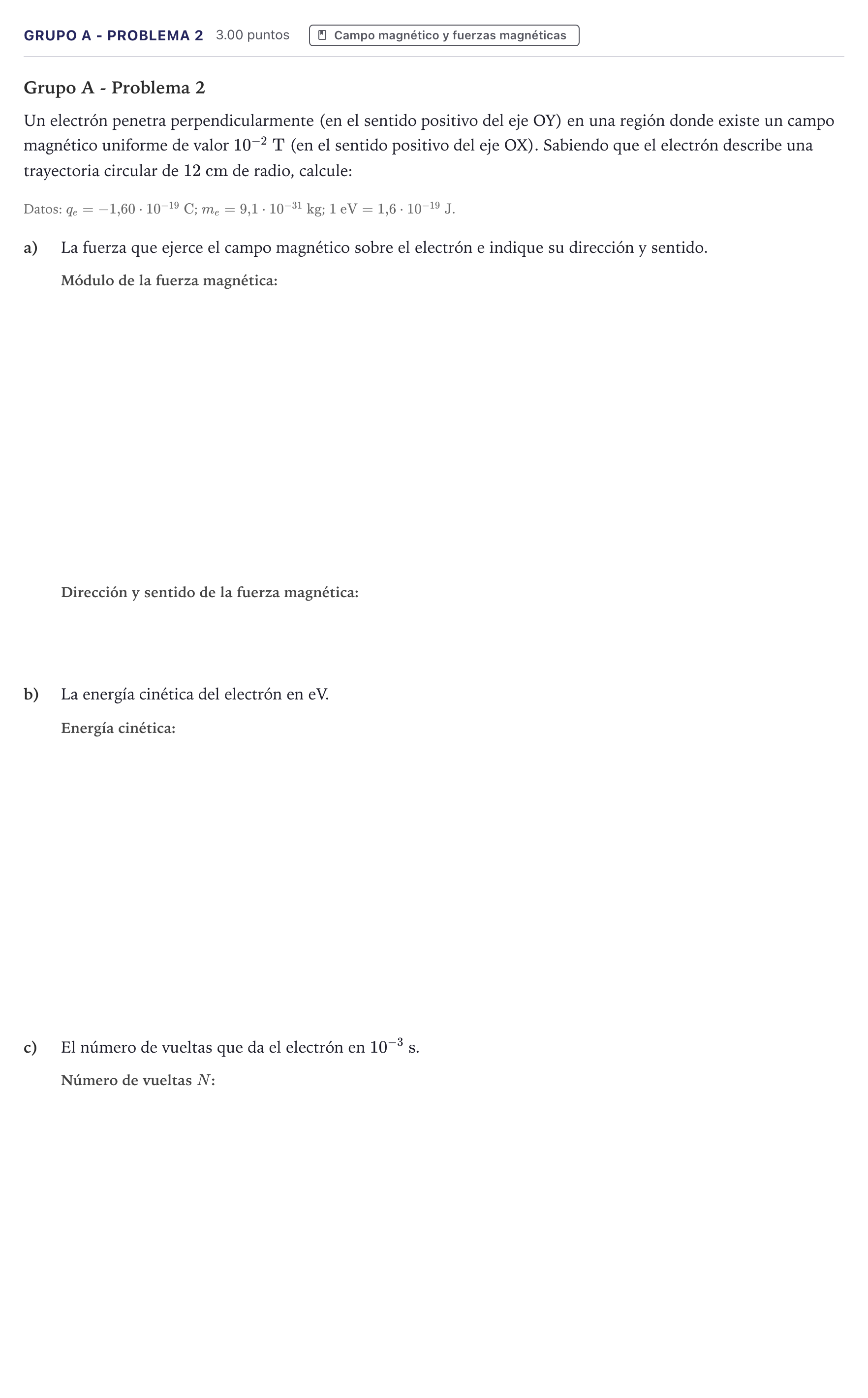 Enunciado: Ejercicio Grupo A - Problema 2 · Física PAU Canarias Junio 2021