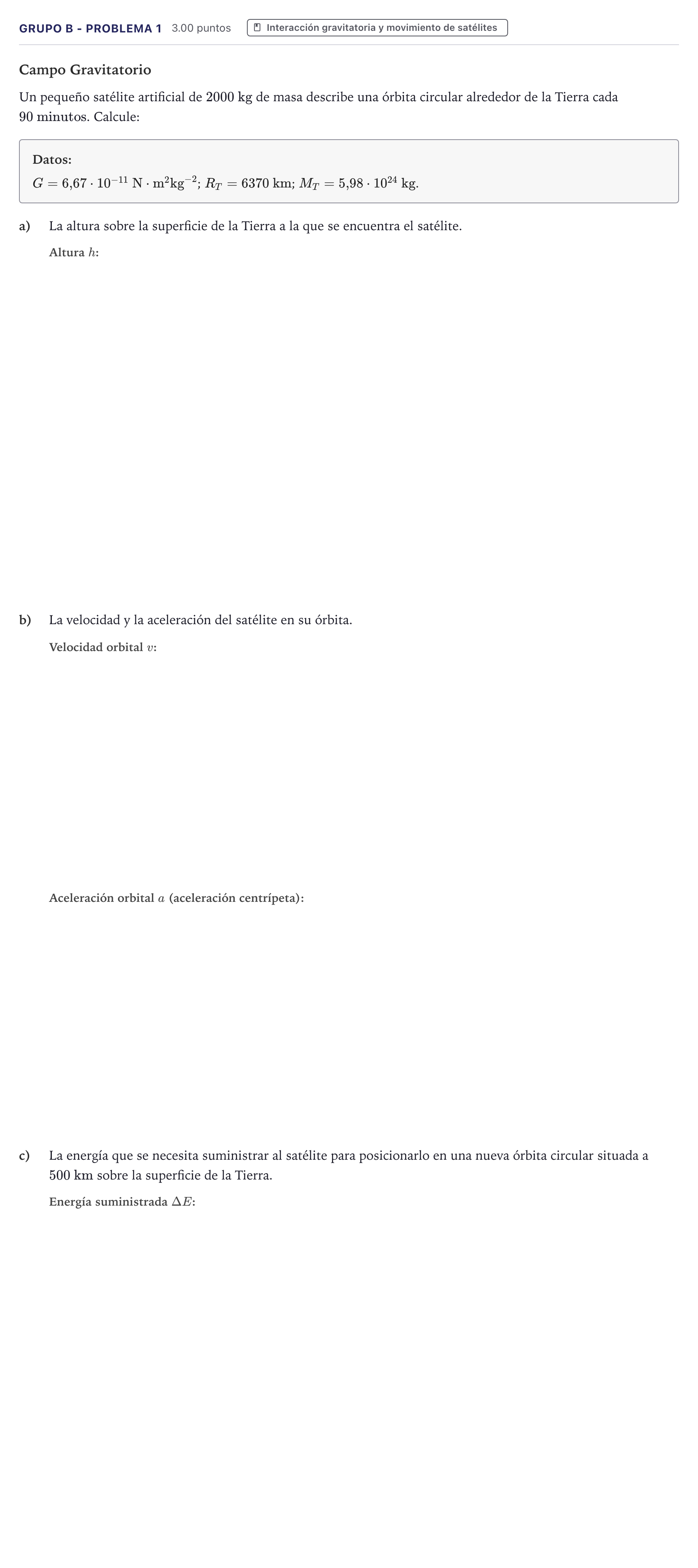 Enunciado: Ejercicio Grupo B - Problema 1 · Física PAU Canarias Junio 2021
