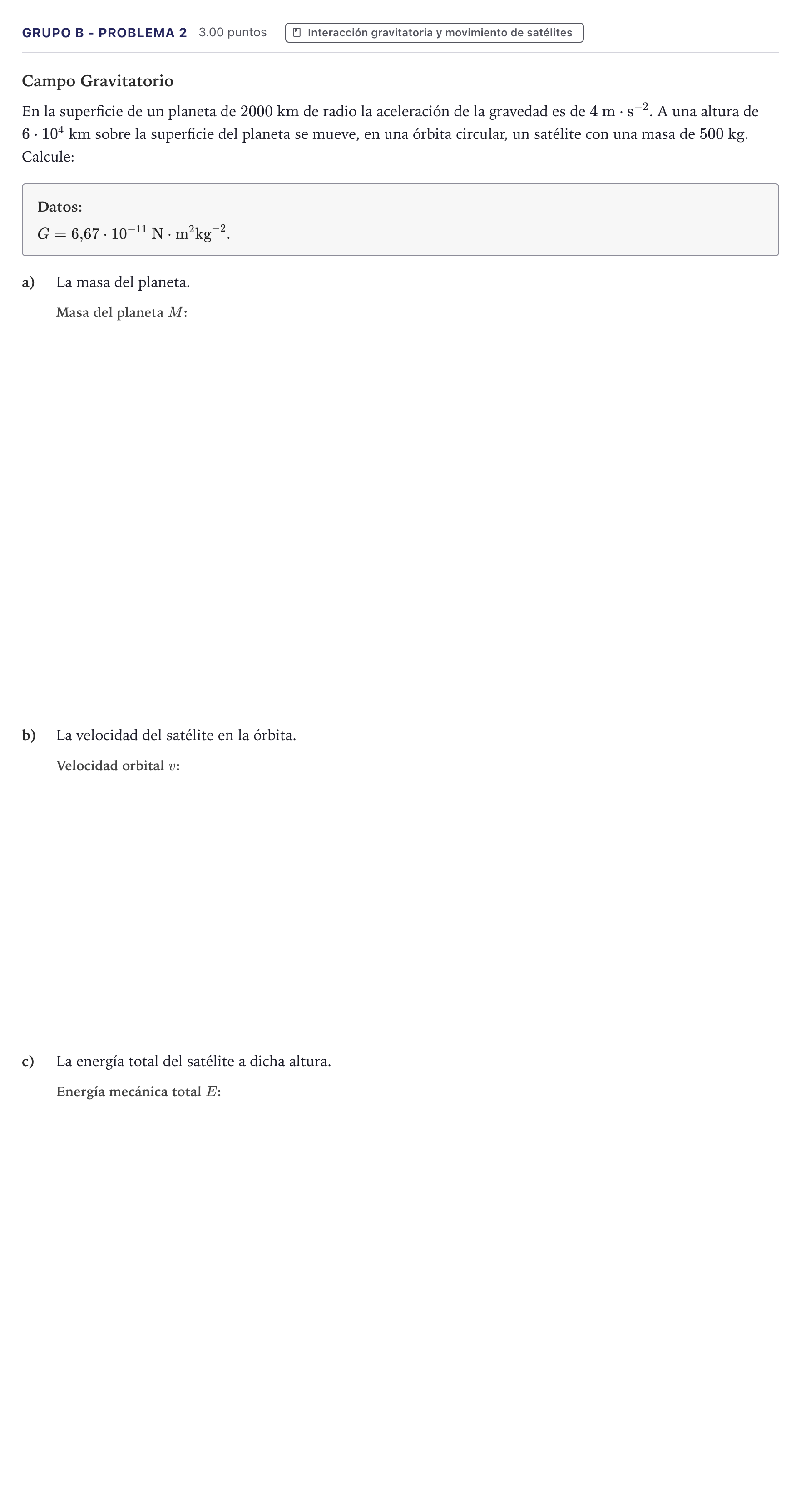 Enunciado: Ejercicio Grupo B - Problema 2 · Física PAU Canarias Junio 2021