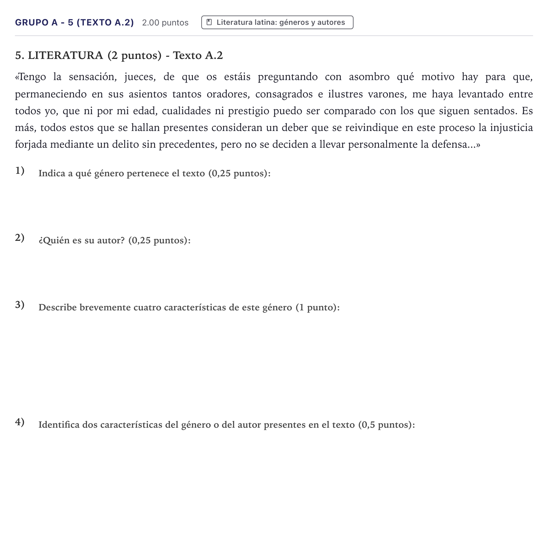 Enunciado: Ejercicio Grupo A - 5 (Texto A.2) · Latín II PAU Canarias Junio 2021