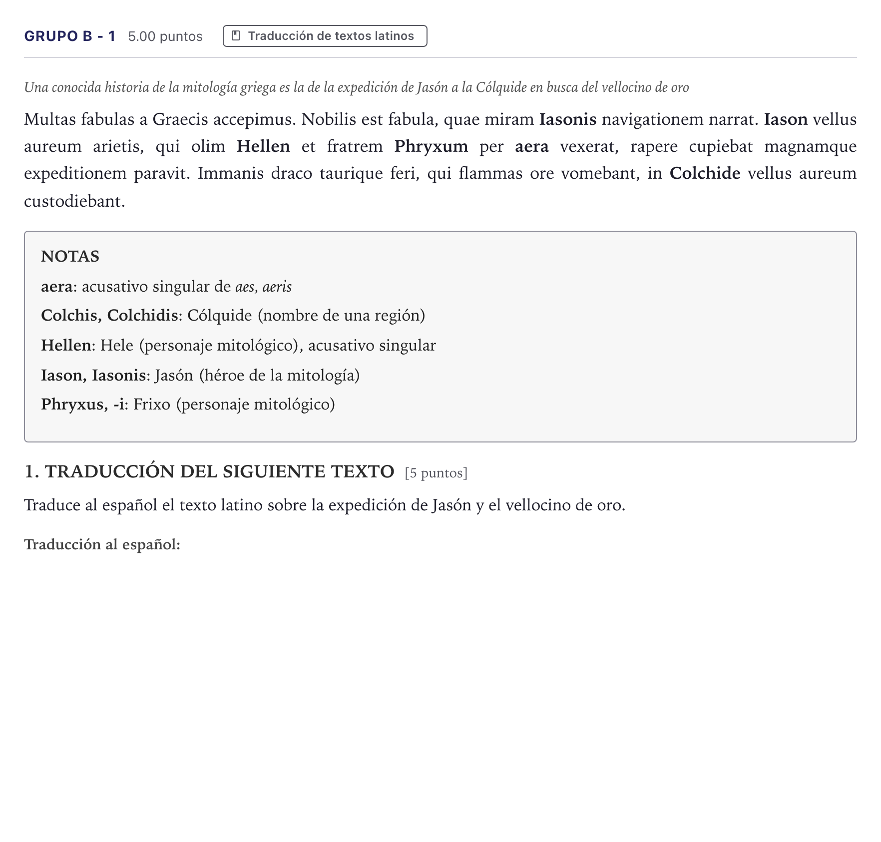 Enunciado: Ejercicio Grupo B - 1 · Latín II PAU Canarias Junio 2021