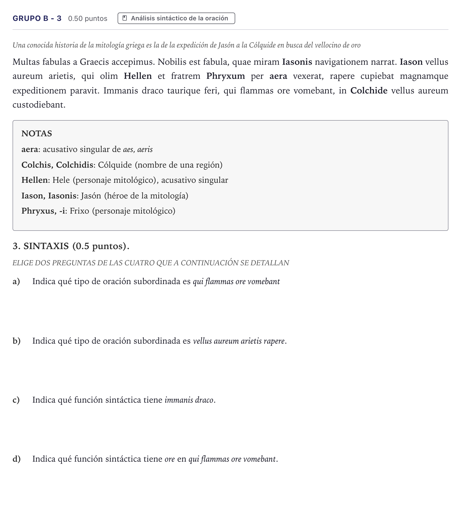 Enunciado: Ejercicio Grupo B - 3 · Latín II PAU Canarias Junio 2021