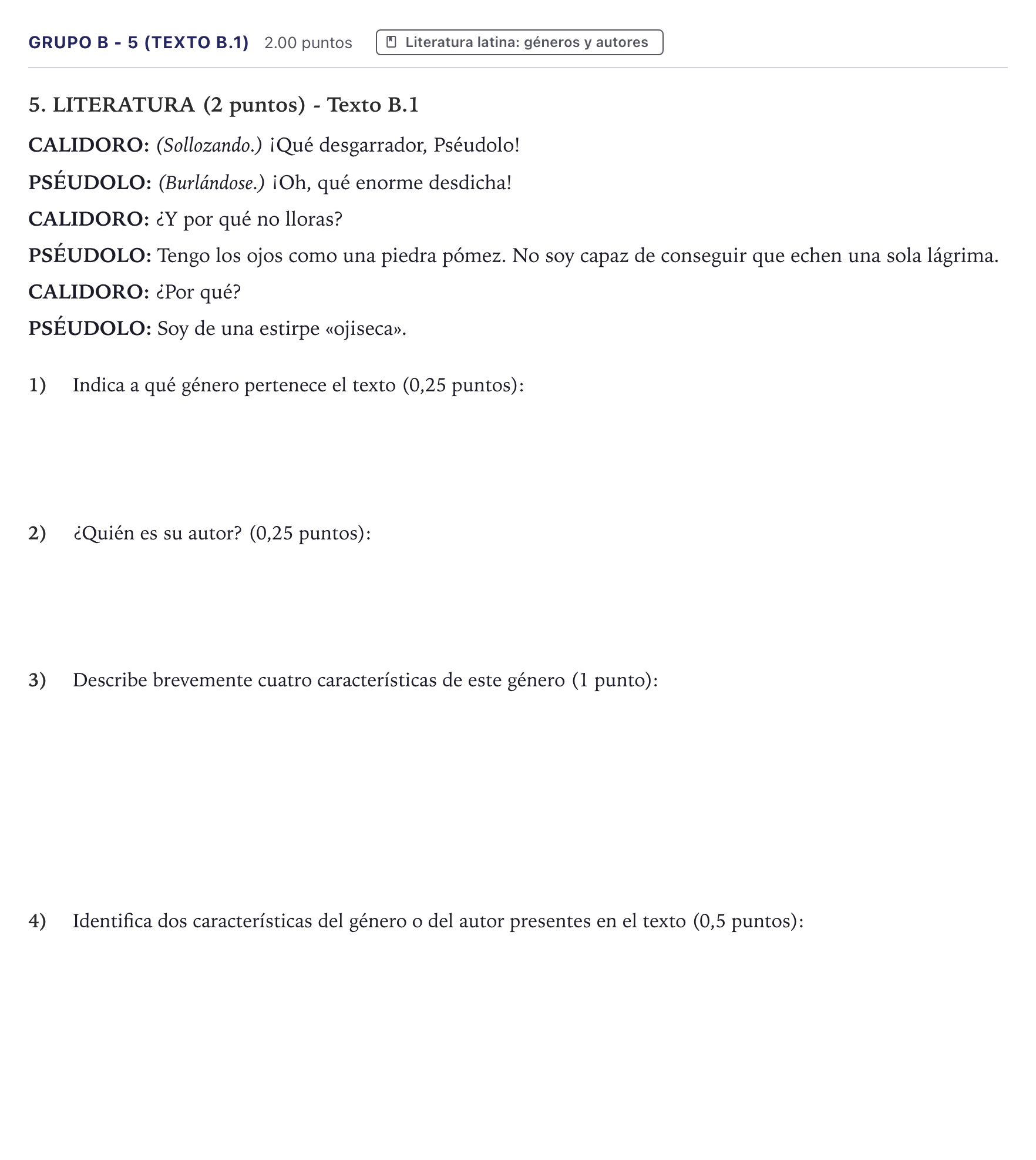 Enunciado: Ejercicio Grupo B - 5 (Texto B.1) · Latín II PAU Canarias Junio 2021