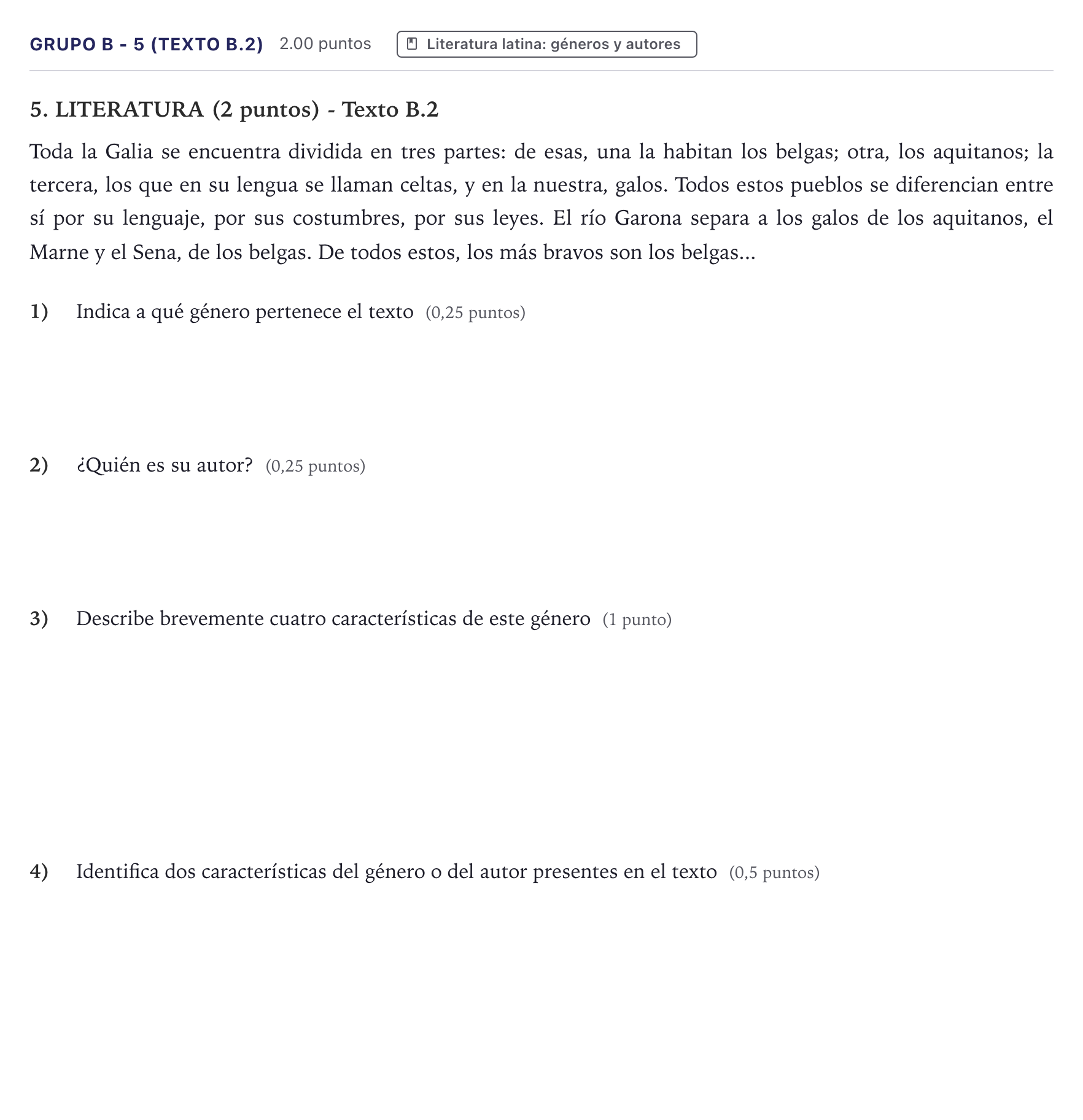 Enunciado: Ejercicio Grupo B - 5 (Texto B.2) · Latín II PAU Canarias Junio 2021