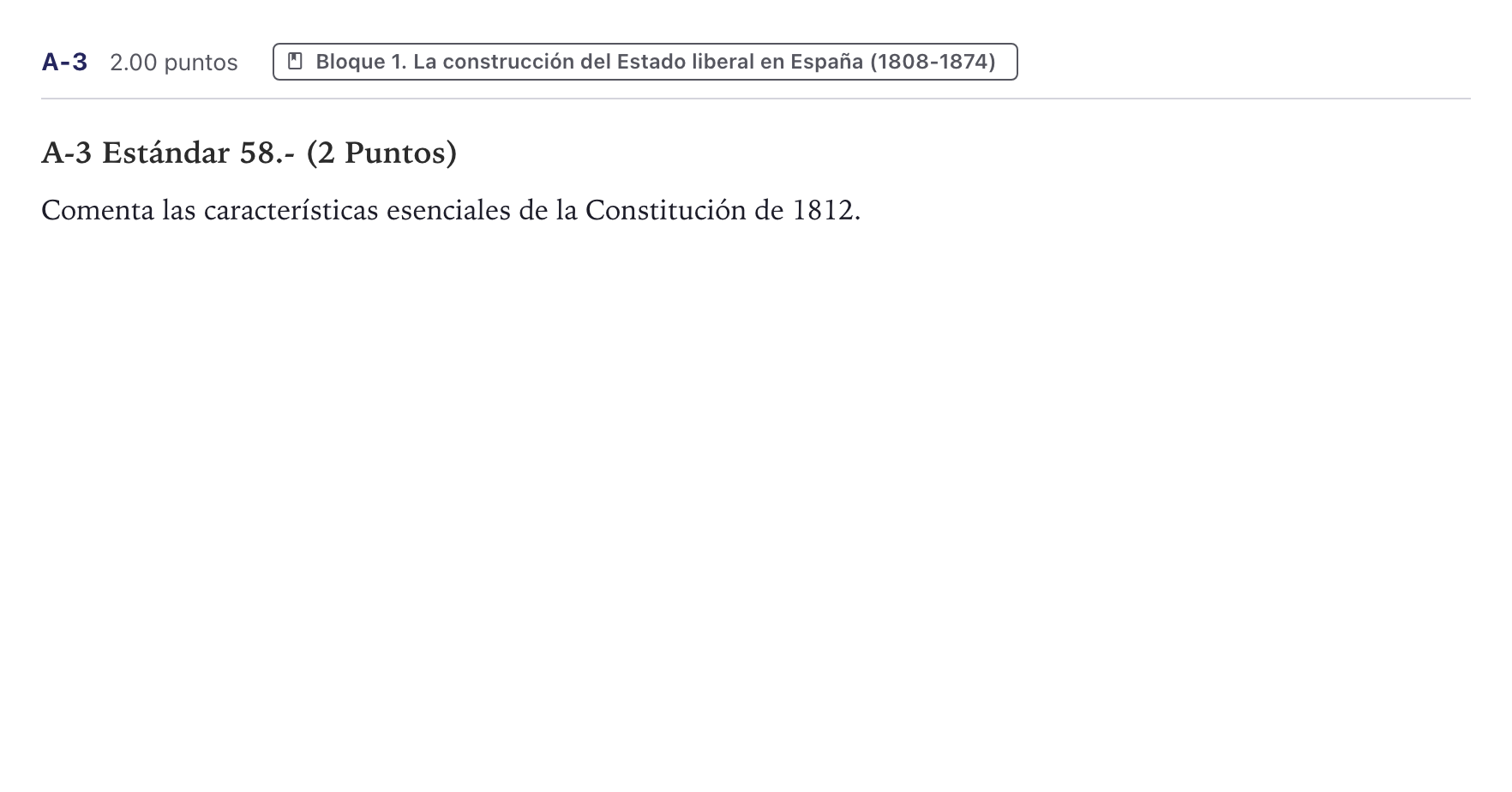 Enunciado: Ejercicio A-3 · Historia de España PAU Canarias Julio 2021