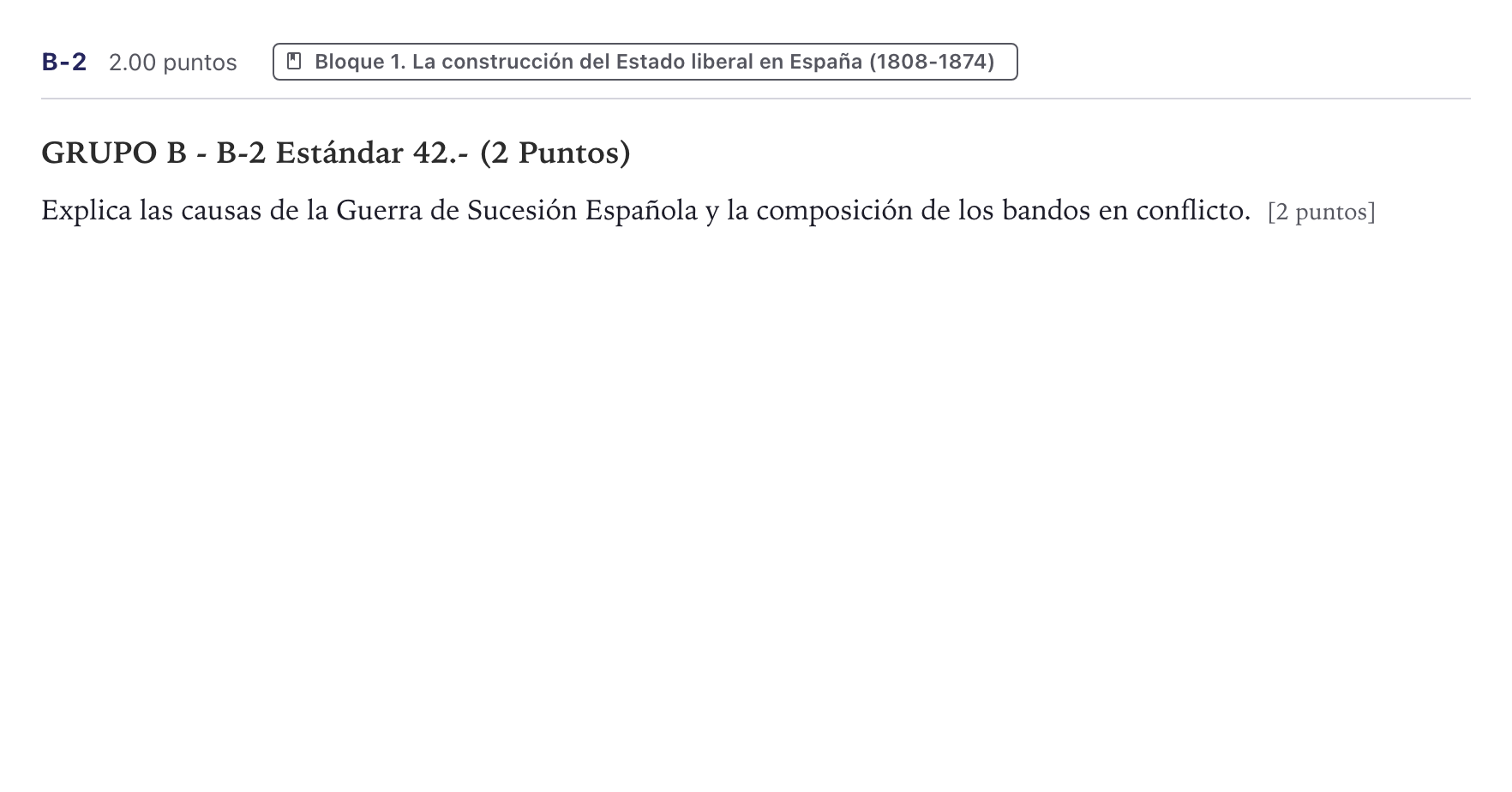 Enunciado: Ejercicio B-2 · Historia de España PAU Canarias Julio 2021