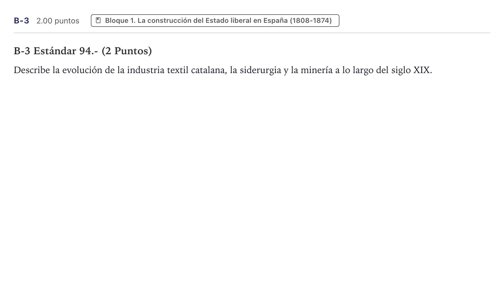 Enunciado: Ejercicio B-3 · Historia de España PAU Canarias Julio 2021