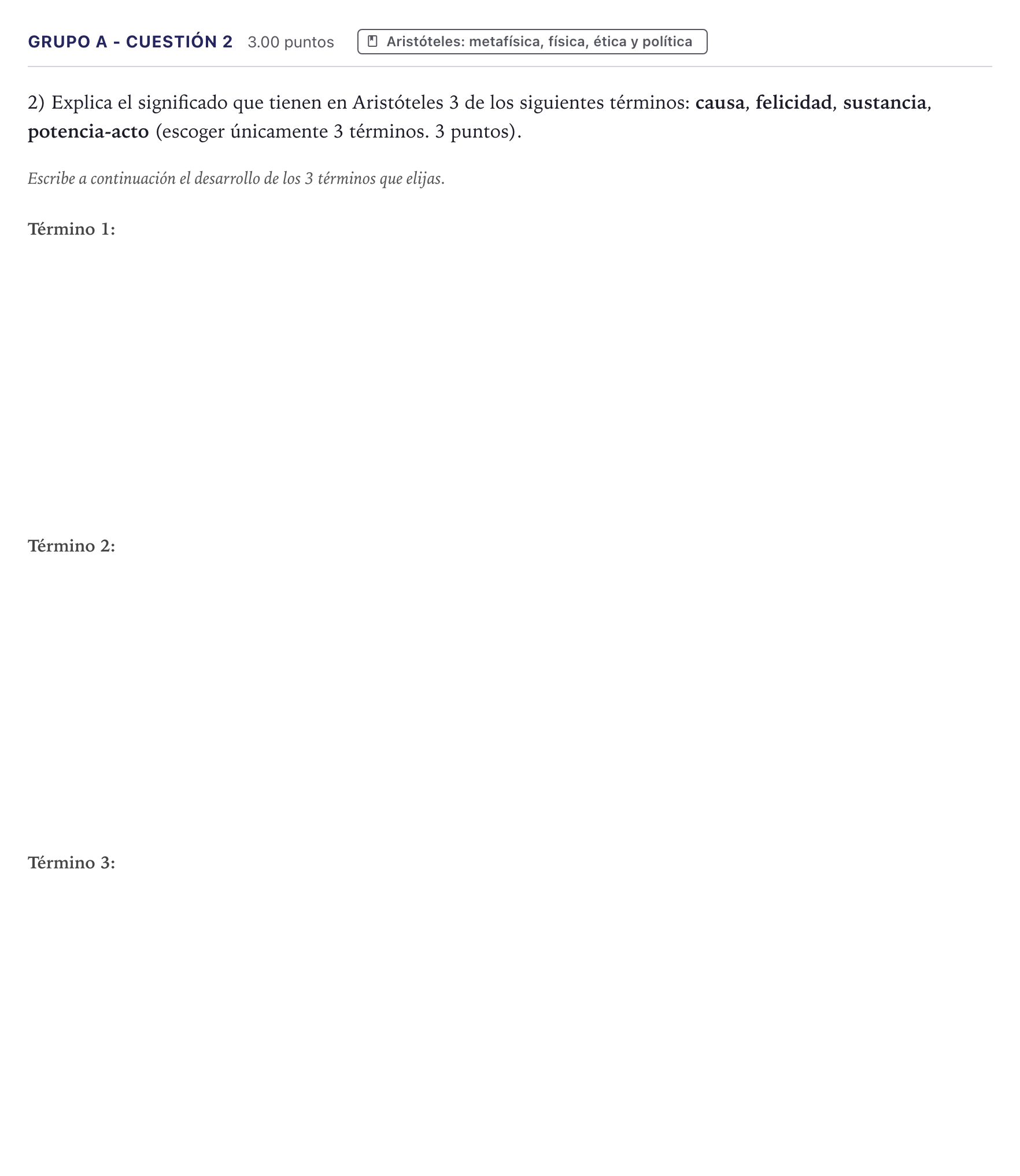 Enunciado: Ejercicio Grupo A - Cuestión 2 · Historia de la Filosofía PAU Canarias Julio 2021