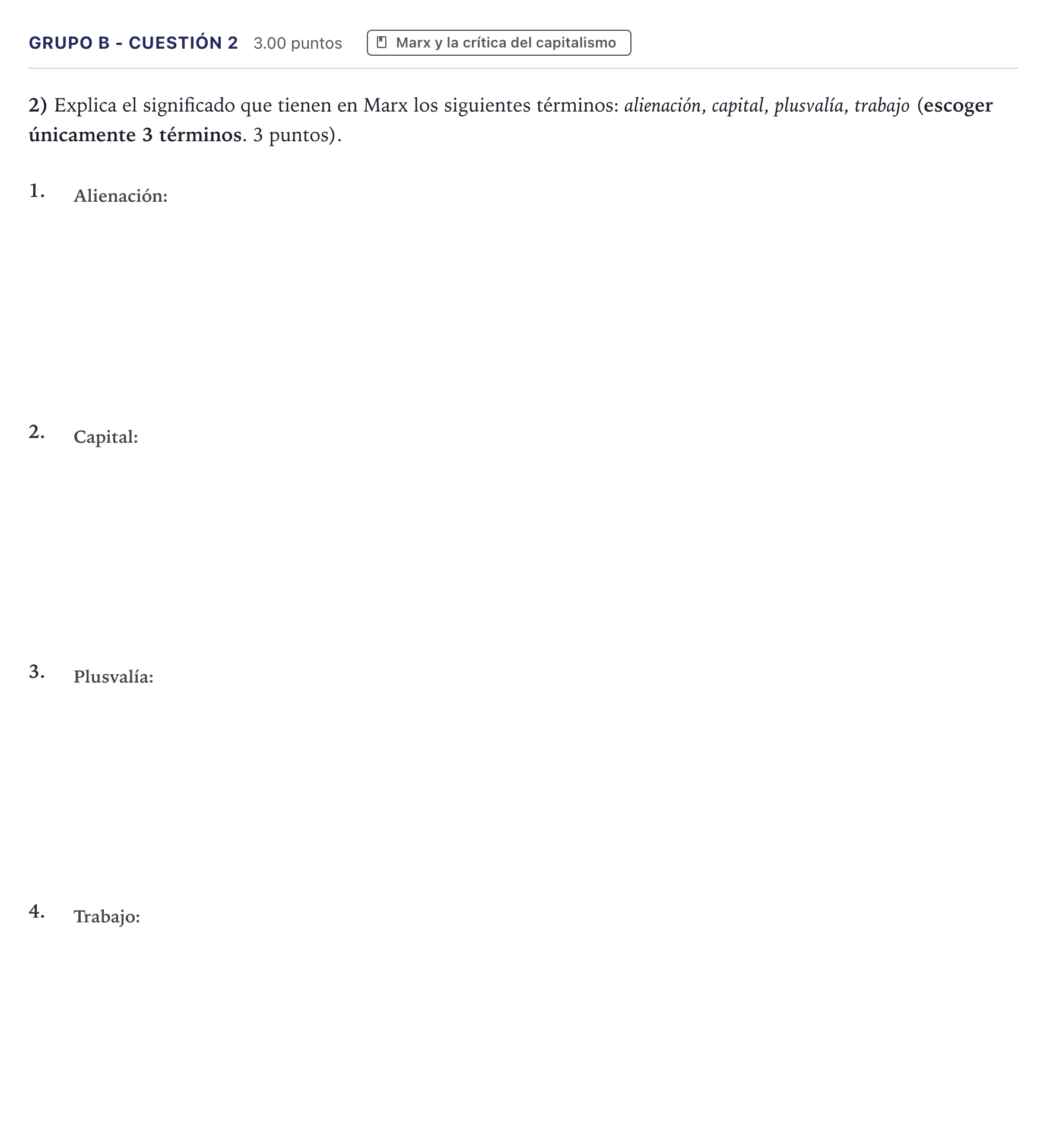 Enunciado: Ejercicio Grupo B - Cuestión 2 · Historia de la Filosofía PAU Canarias Julio 2021