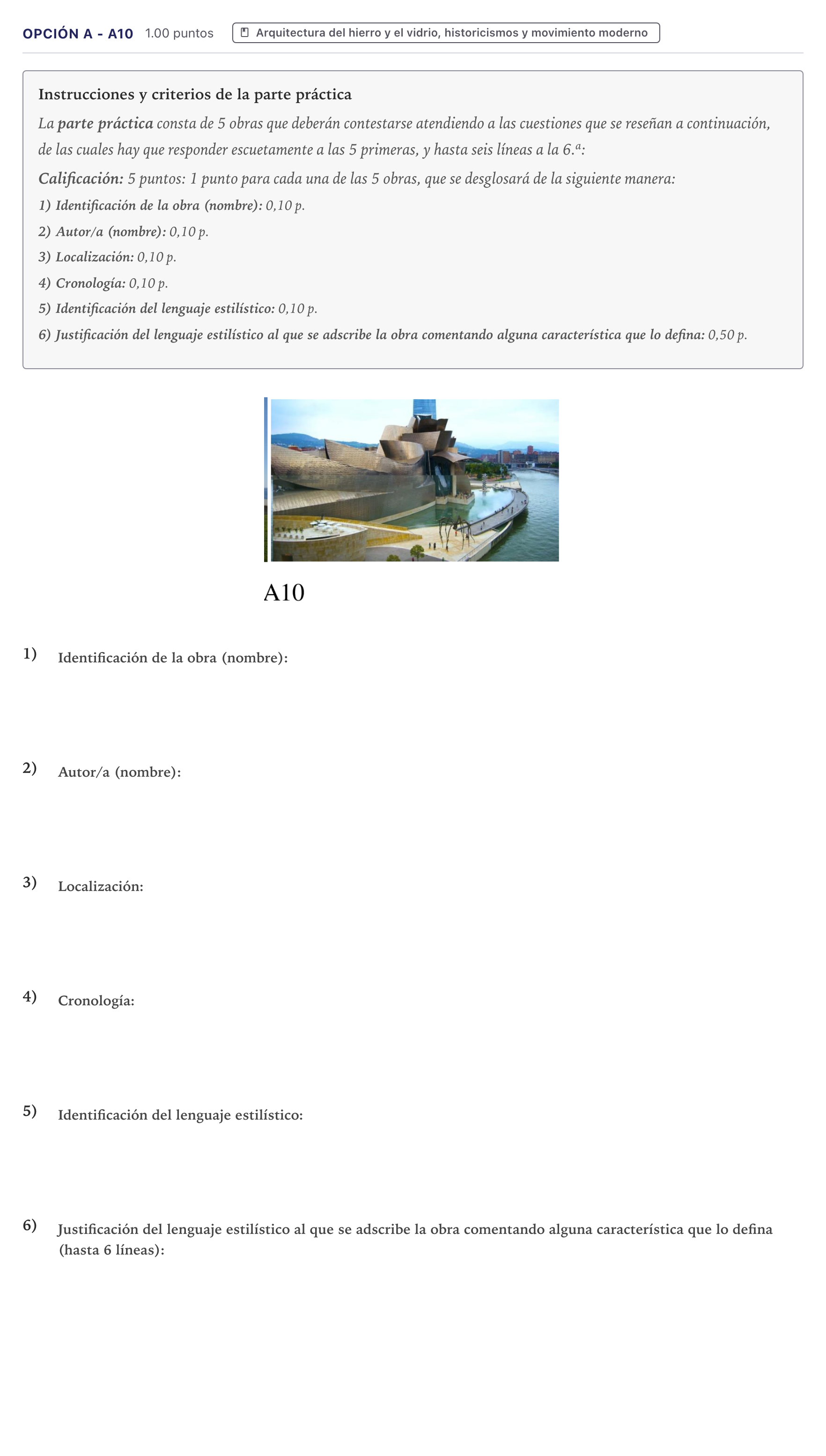 Enunciado: Opción A - A10 · Fundamentos Artísticos PAU Canarias Julio 2021