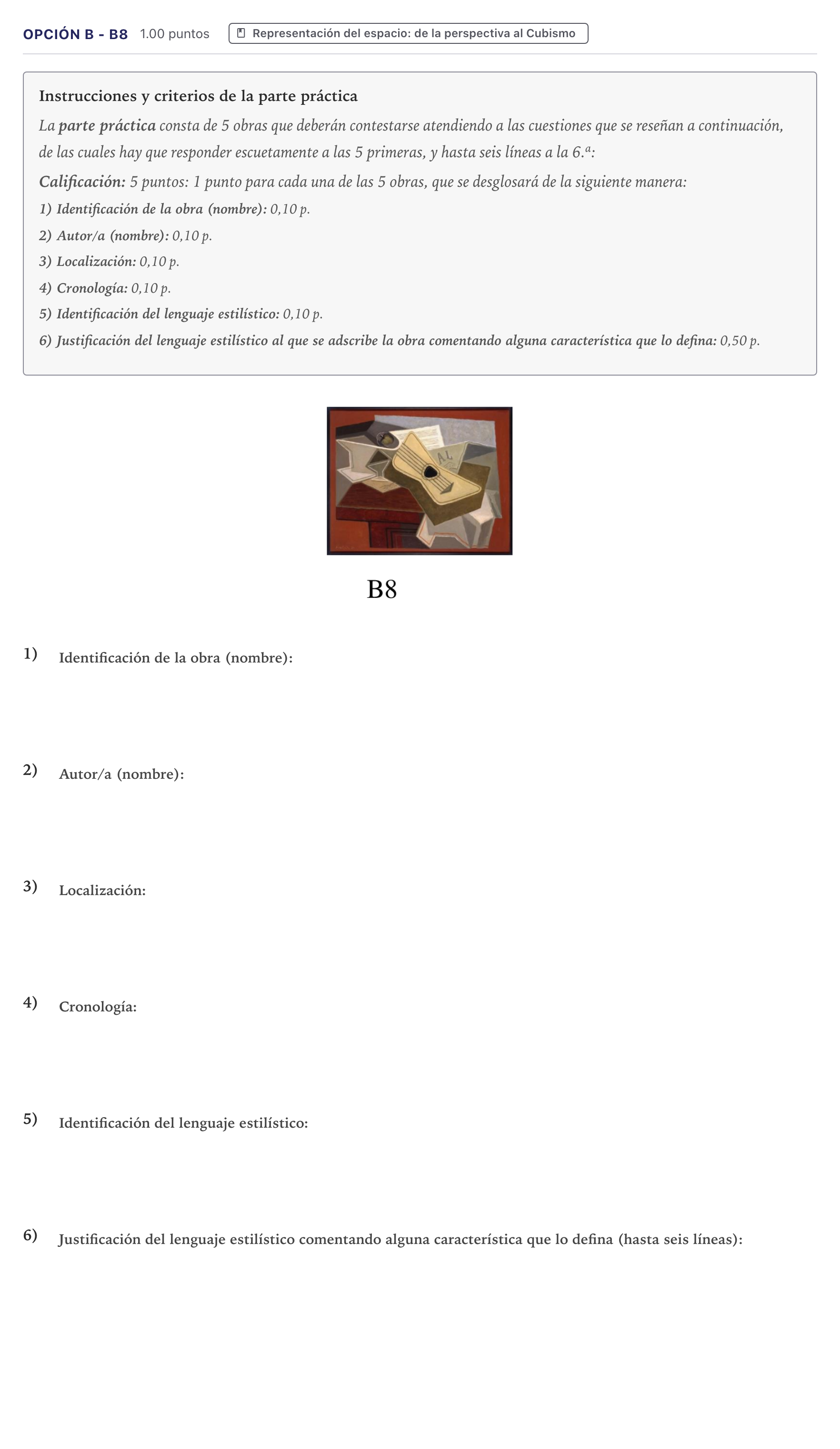 Enunciado: Opción B - B8 · Fundamentos Artísticos PAU Canarias Julio 2021