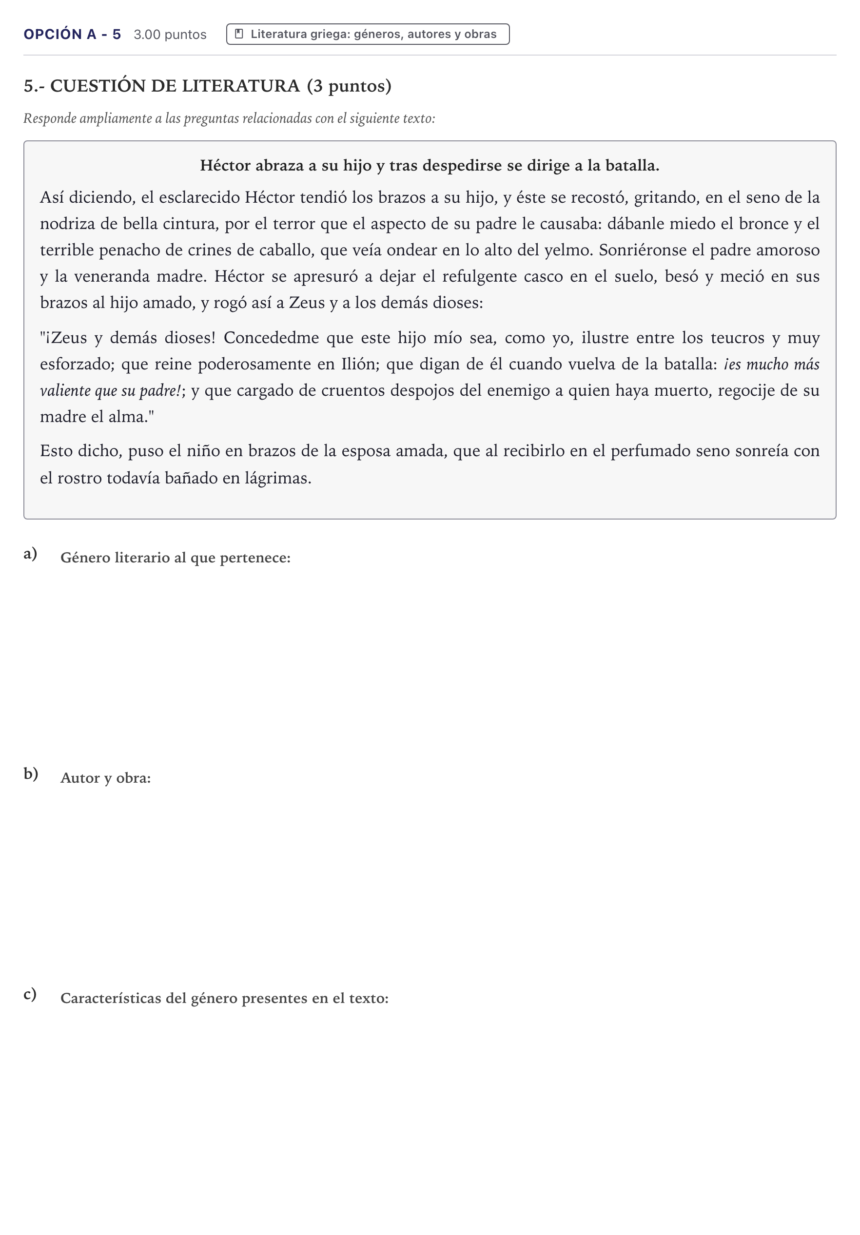 Enunciado: Opción A - 5 · Griego II PAU Canarias Julio 2021