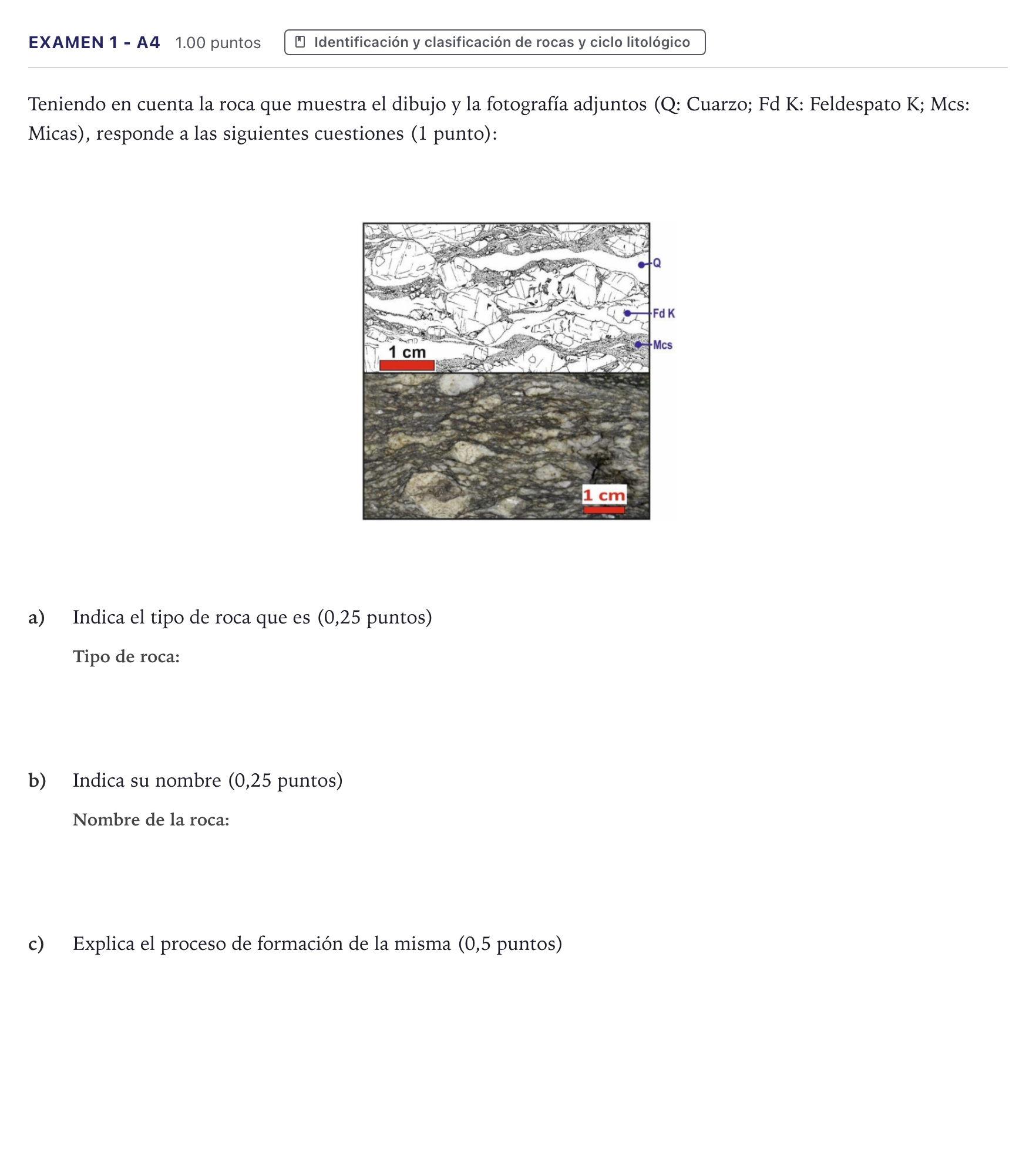Enunciado: Ejercicio Examen 1 - A4 · Geología PAU Canarias Julio 2021