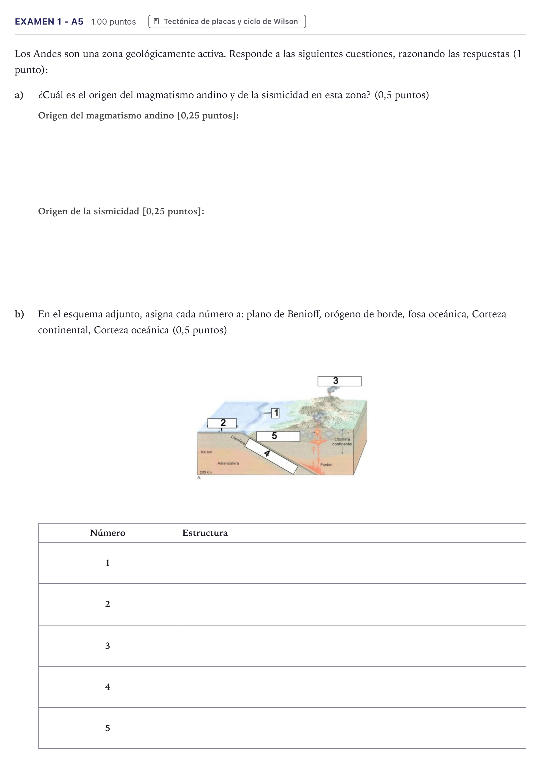 Enunciado: Ejercicio Examen 1 - A5 · Geología PAU Canarias Julio 2021