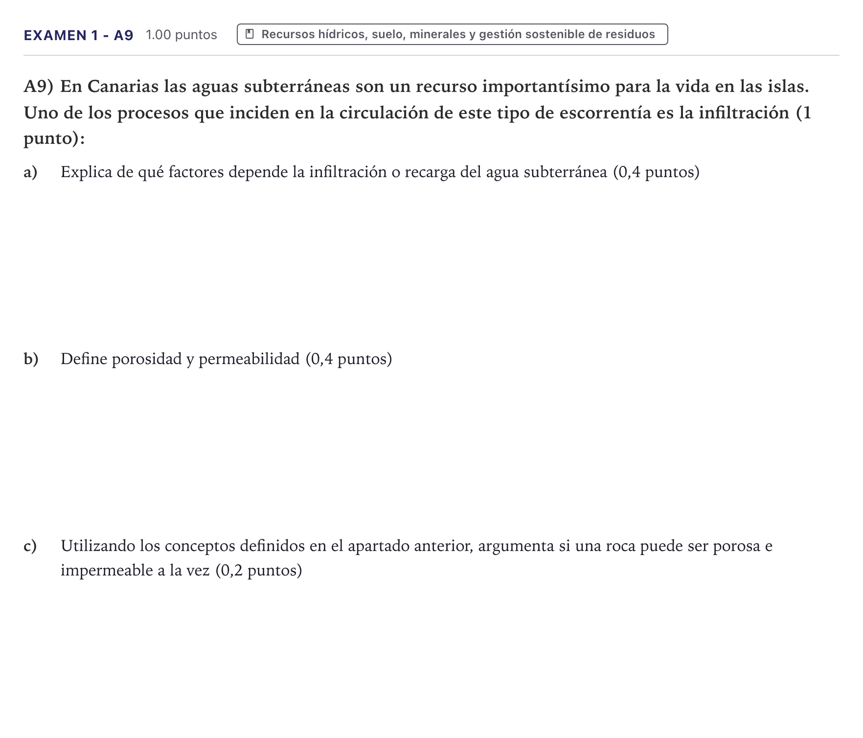 Enunciado: Ejercicio Examen 1 - A9 · Geología PAU Canarias Julio 2021