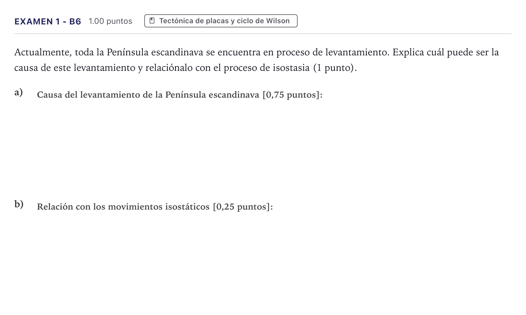 Enunciado: Ejercicio Examen 1 - B6 · Geología PAU Canarias Julio 2021
