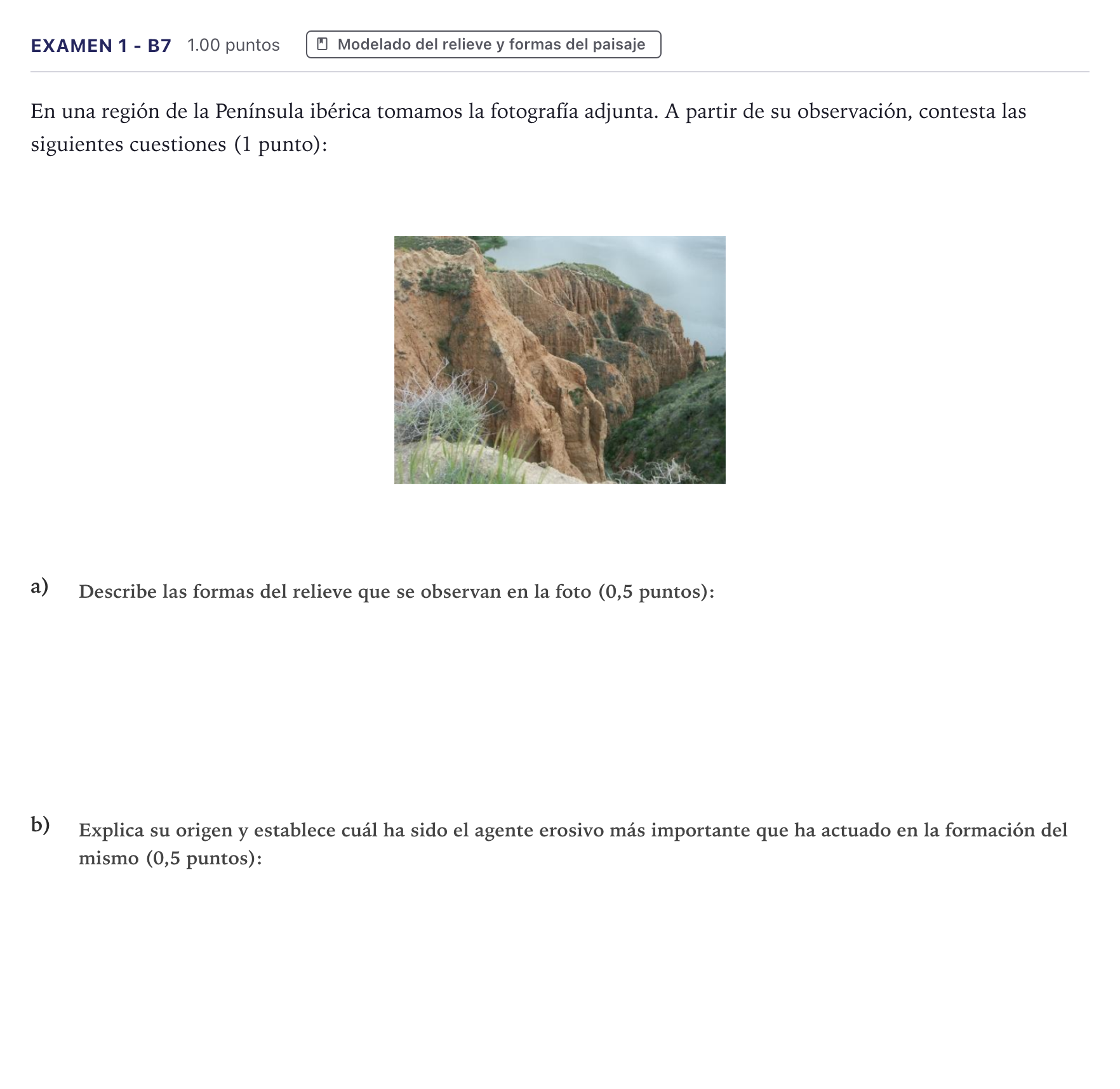 Enunciado: Ejercicio Examen 1 - B7 · Geología PAU Canarias Julio 2021