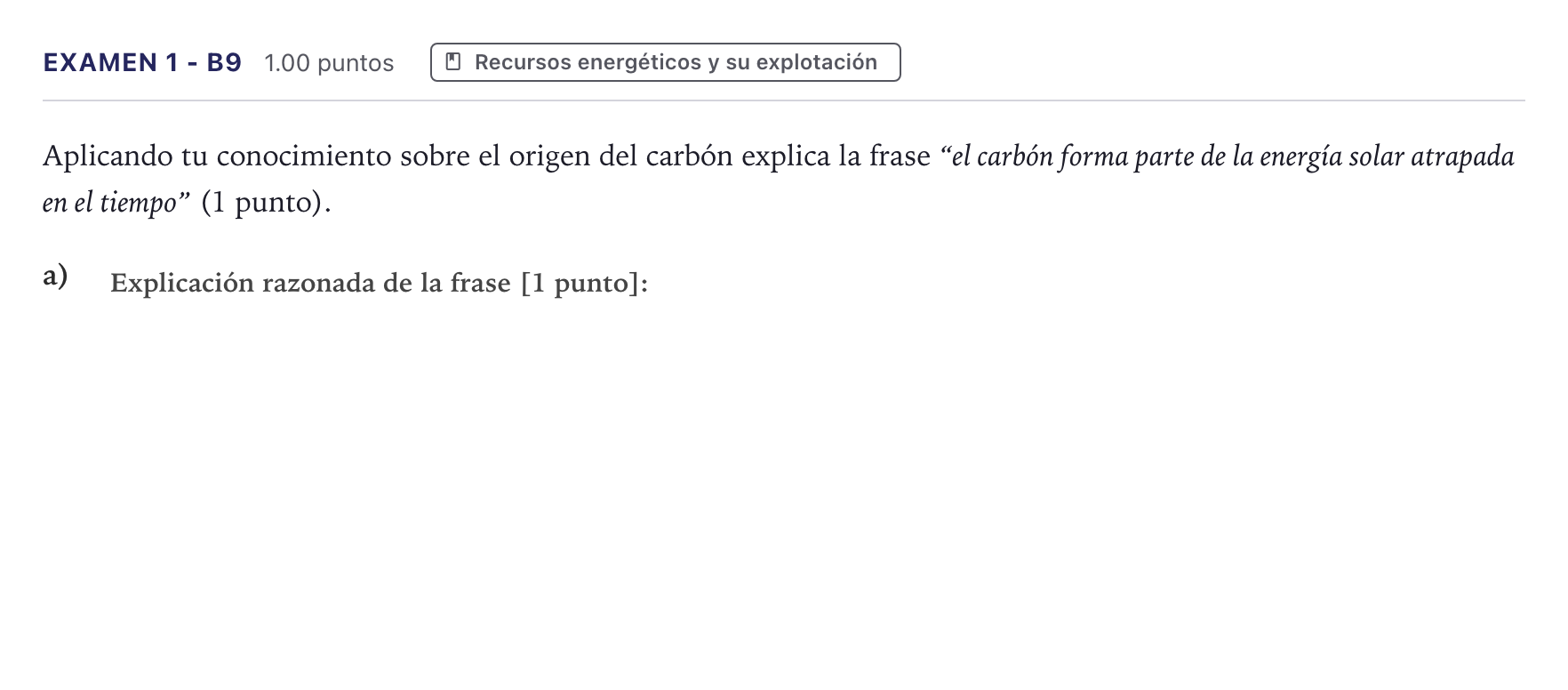 Enunciado: Ejercicio Examen 1 - B9 · Geología PAU Canarias Julio 2021