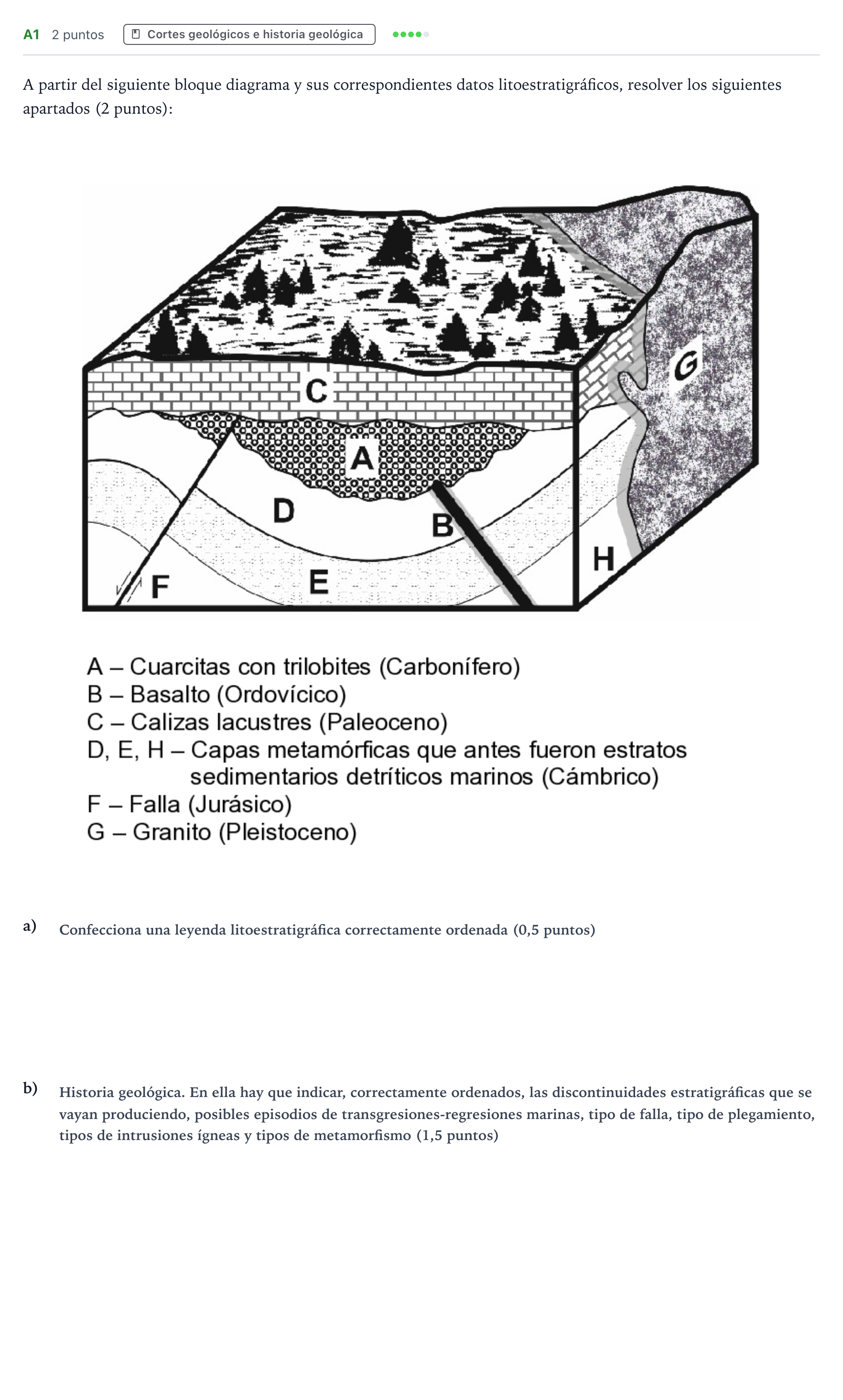 Enunciado: Ejercicio A1 · Geología PAU Canarias Julio 2021